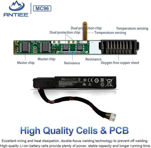 Alt view image 3 of 5 - MC96 MC96G9 Laptop Battery Replacement for HP Smart Array P840AR P440AR P840 P440 Raid Controller Smart Storage 750450-001 786761-001 727260-002 871264-001 815983-001 876850-001 HSTNN-IS6A 8Wh 1100mAh