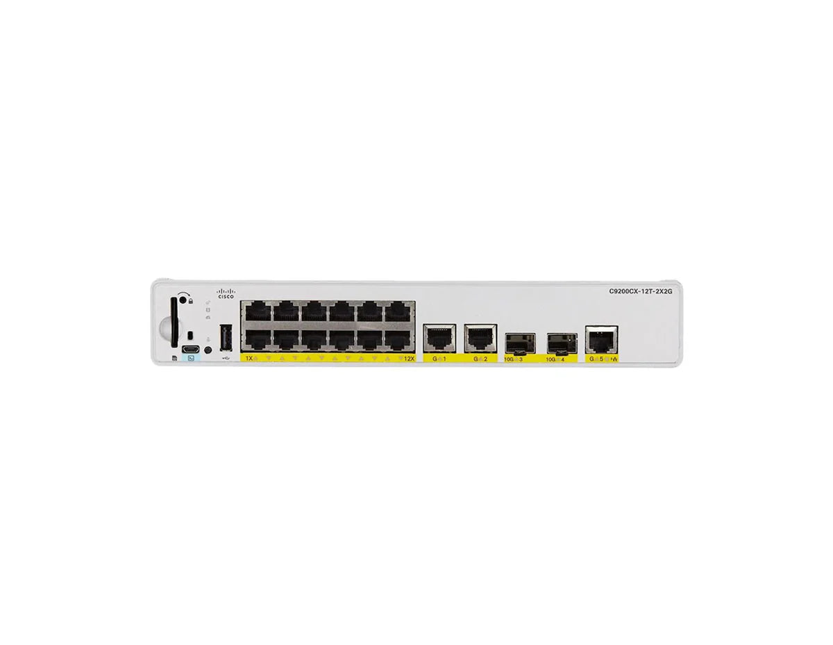 Cisco Catalyst C9200CX-12T-2X2G-A 12-Port Compact Data Switch, 2x10G SFP+, Network Advantage