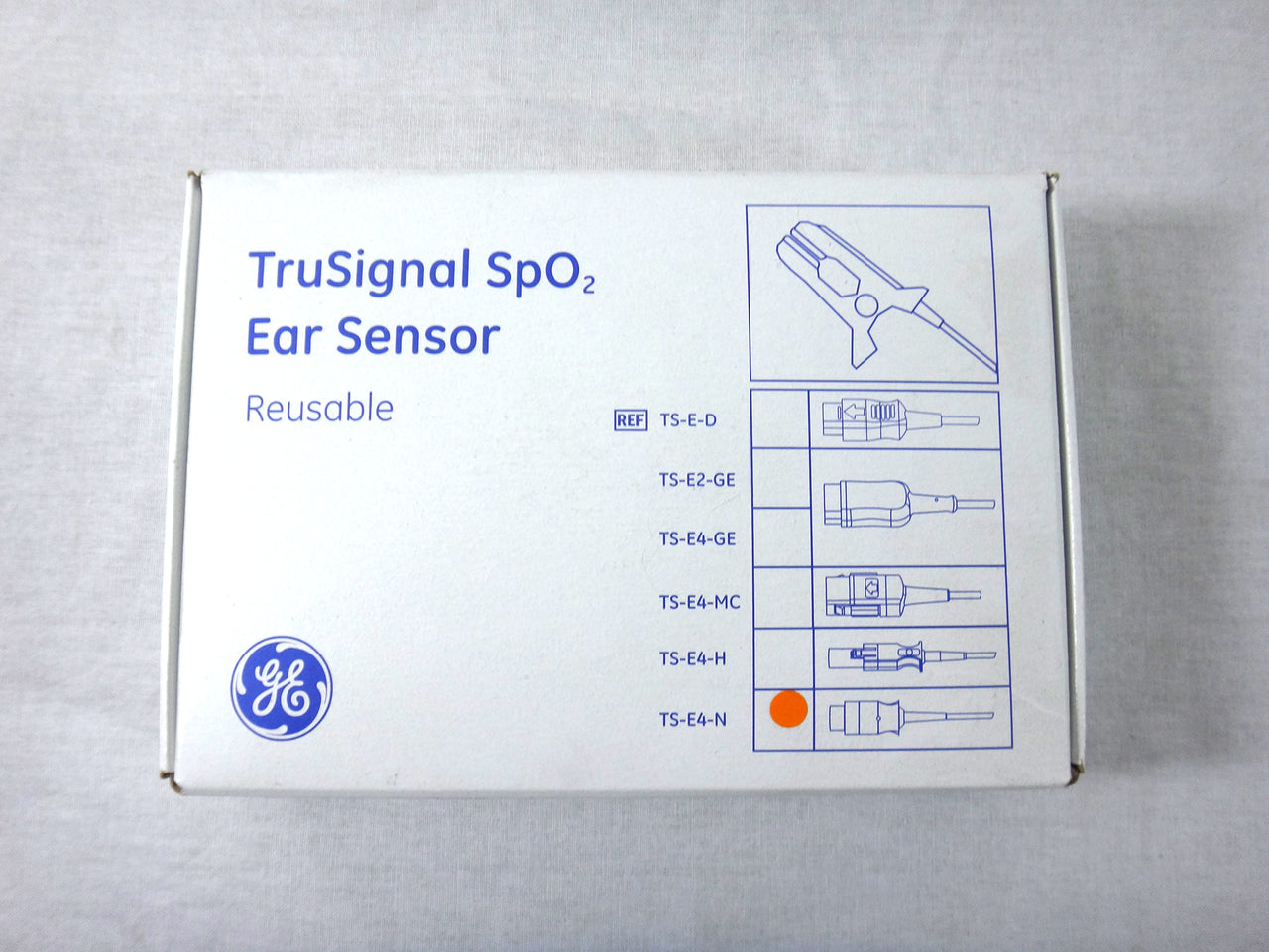 GE TruSignal™ Integrated SpO2 Resusable Sensor, TS-E4-N, Ear, Adult, 4m, 1 Piece