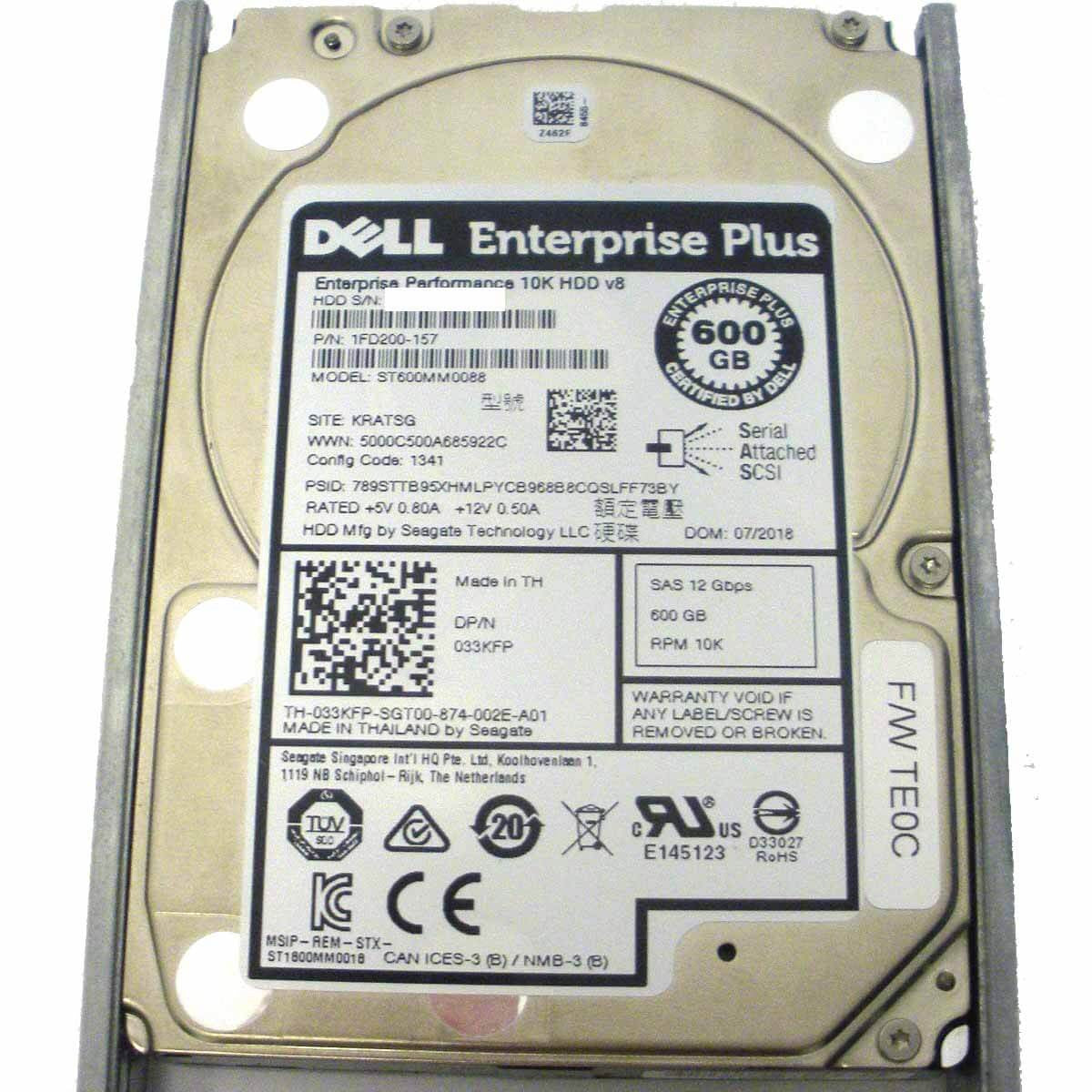 Dell 33KFP Hard Drive 600GB 10K SAS 2.5in