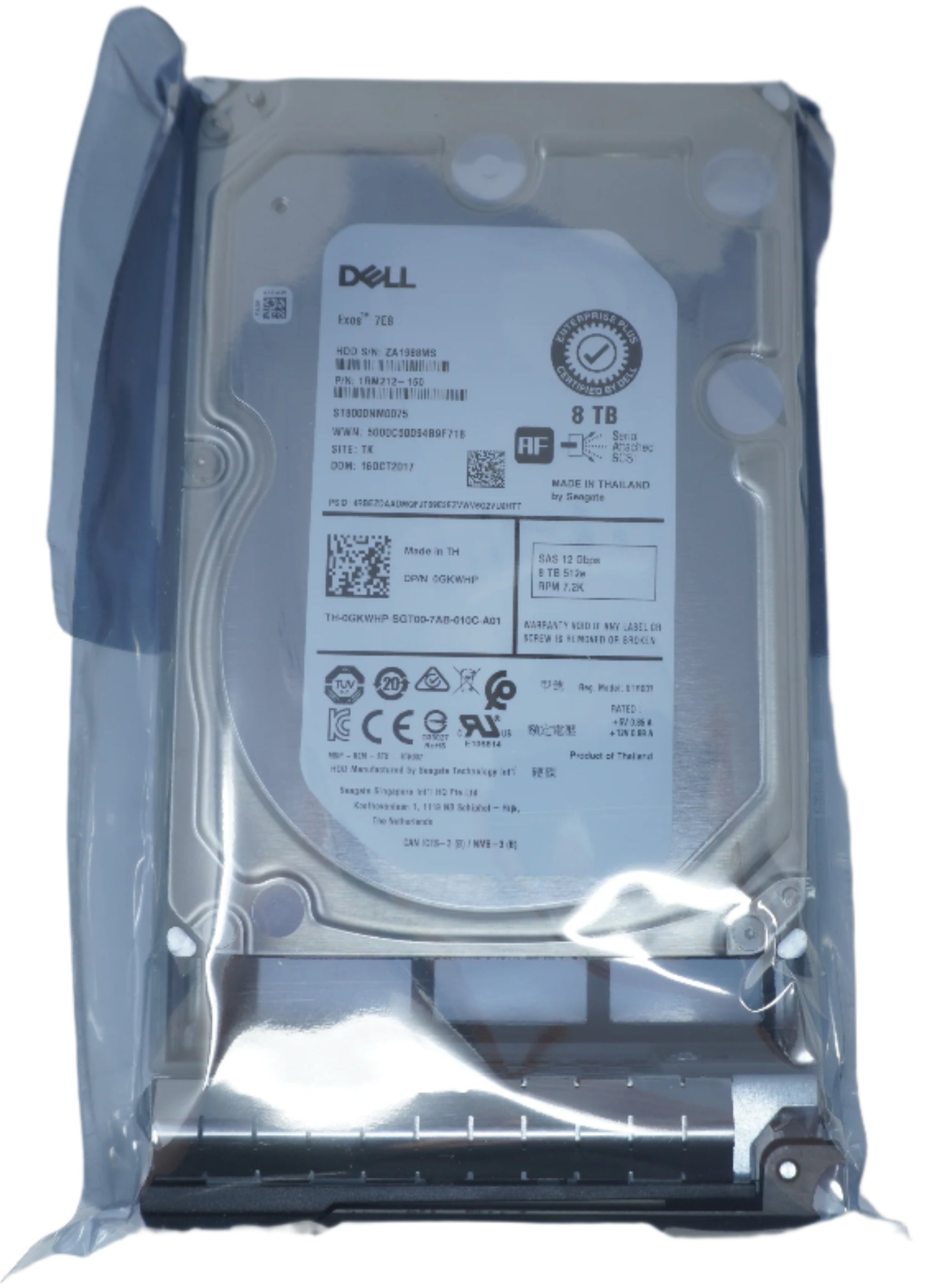Dell 8TB SAS 7.2k 3.5" 12G 512e Hard Drive GKWHP