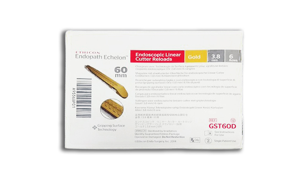 Ethicon Echelon Flex GST60D System 60 mm Reload, Gold, 60mm x 3.8mm, 6 rows, Box of 12
