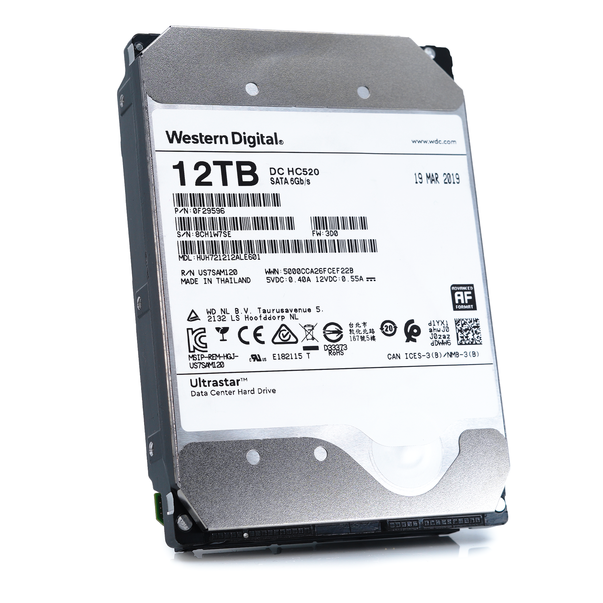 HGST Ultrastar He12 HUH721212ALE601 0F29596 12TB 7.2K RPM Power Disable SATA 6Gb/s 3.5" HDD