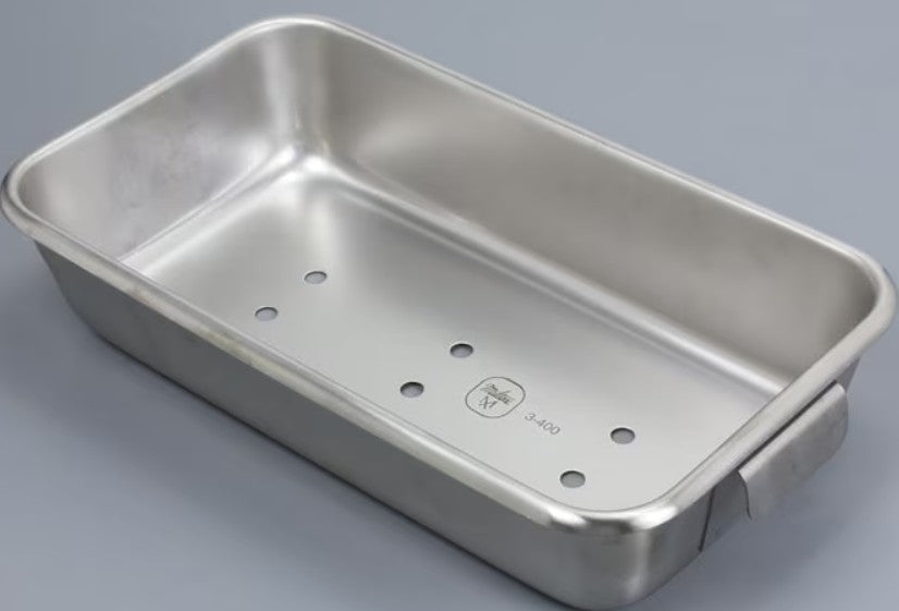 Flash Autoclaving Tray. 10" x 6½" x 2½", Perforated Bottom & Handle