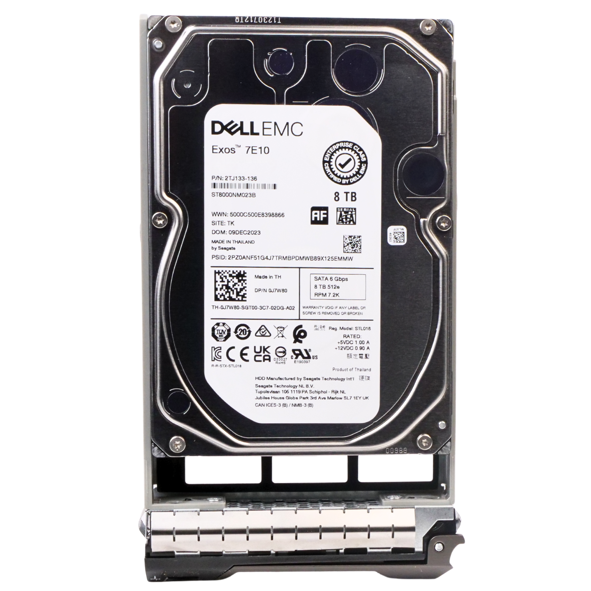 Dell G13 400-AJVL 8TB 7.2K RPM SATA 6Gb/s 512e 256MB 3.5in Refurbished HDD