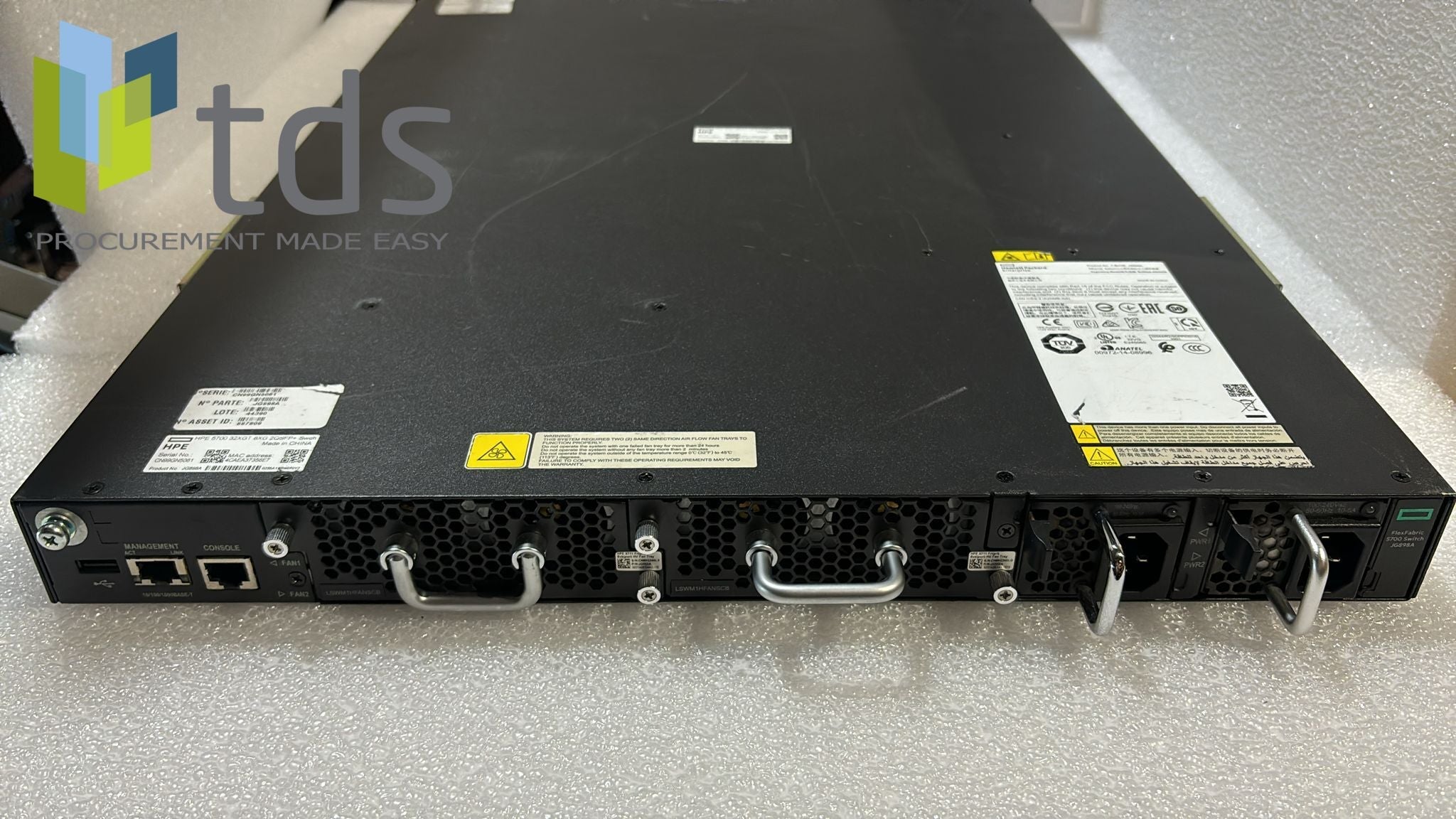 HP JG898A FlexFabric 5700 Switch - Rear View | Alo Tech Solutions