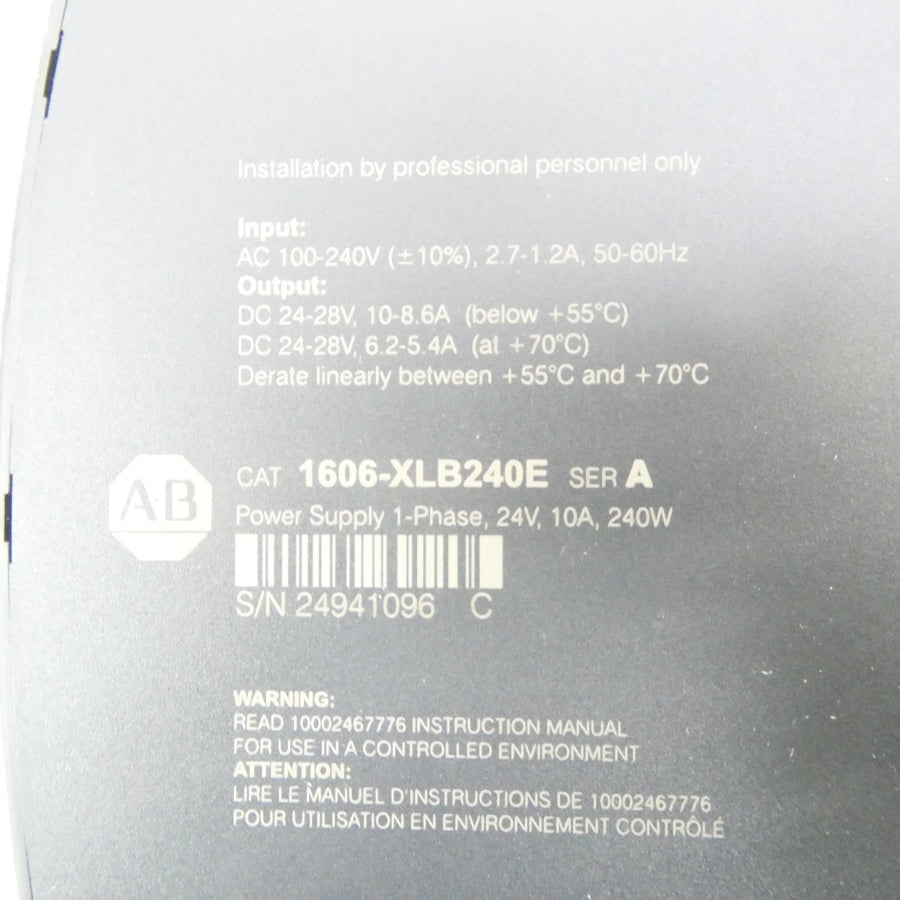 ALLEN BRADLEY 1606-XLB240E SER. A 100-240VAC 2.7-1.2A NSMP