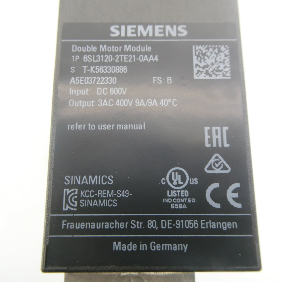 SIEMENS 6SL3120-2TE21-0AA4 600VDC NSMP