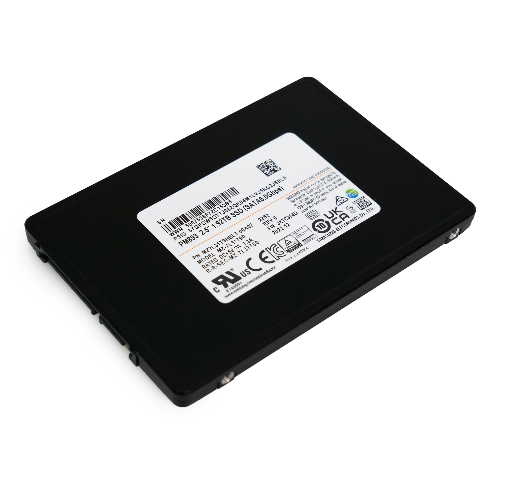Samsung PM893 MZ7L31T9HBLT MZ-7L31T90 1.92TB SATA 6Gb/s V-NAND TLC 2.5in Refurbished SSD