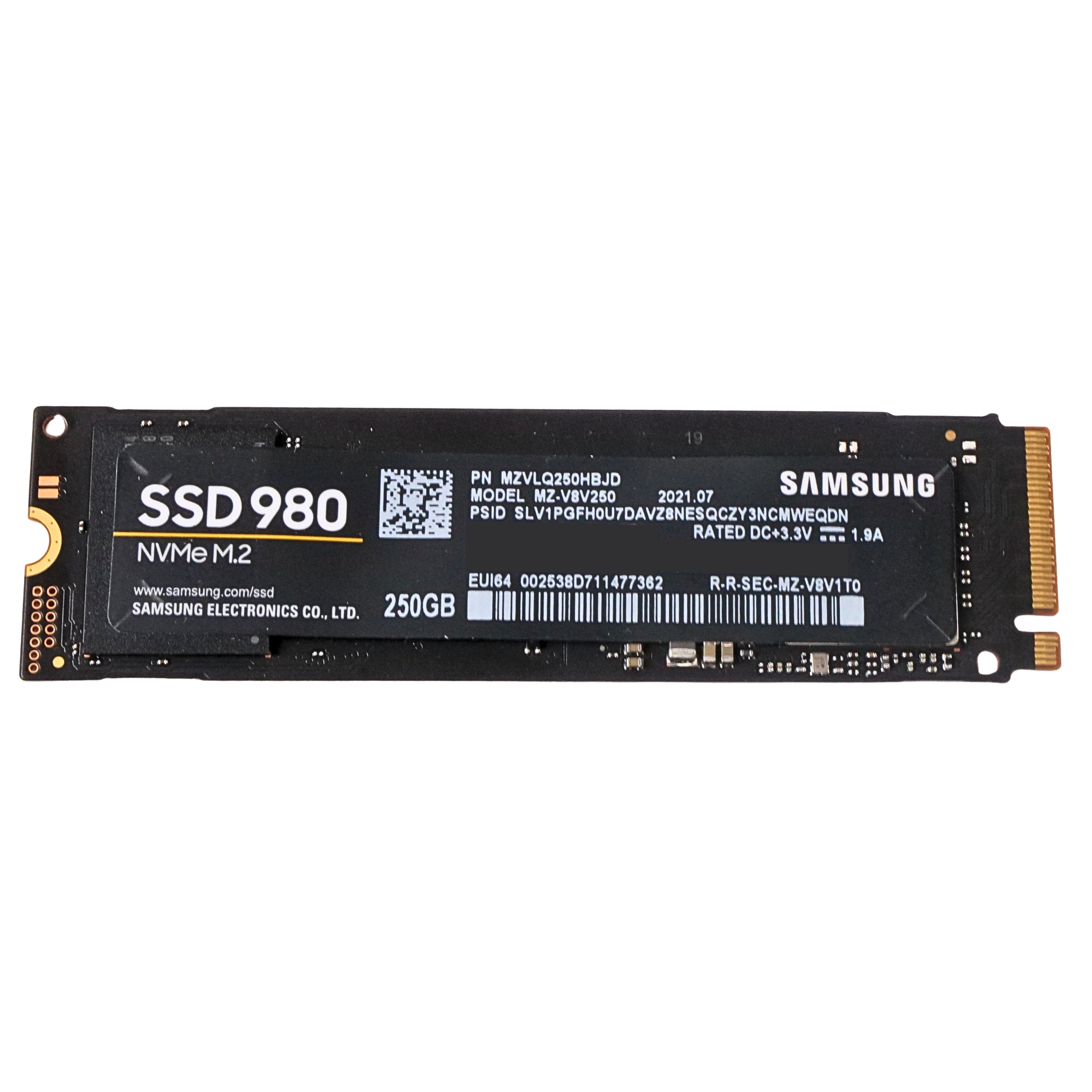 Samsung SSD 980 MZVLQ250HBJD 250GB PCIe Gen 3.0 x4 4GB/s 3D TLC NVMe M.2 2280 Recertified SSD