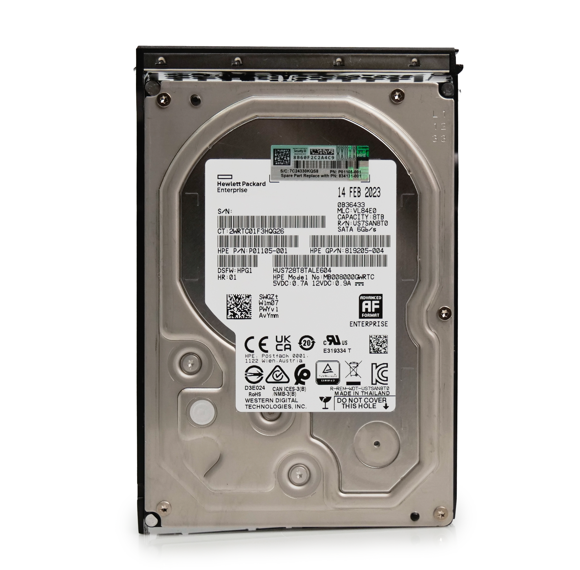 HP Generation 10 P01105-001 8TB 7.2K RPM SATA 6Gb/s 512e 3.5in Refurbished HDD