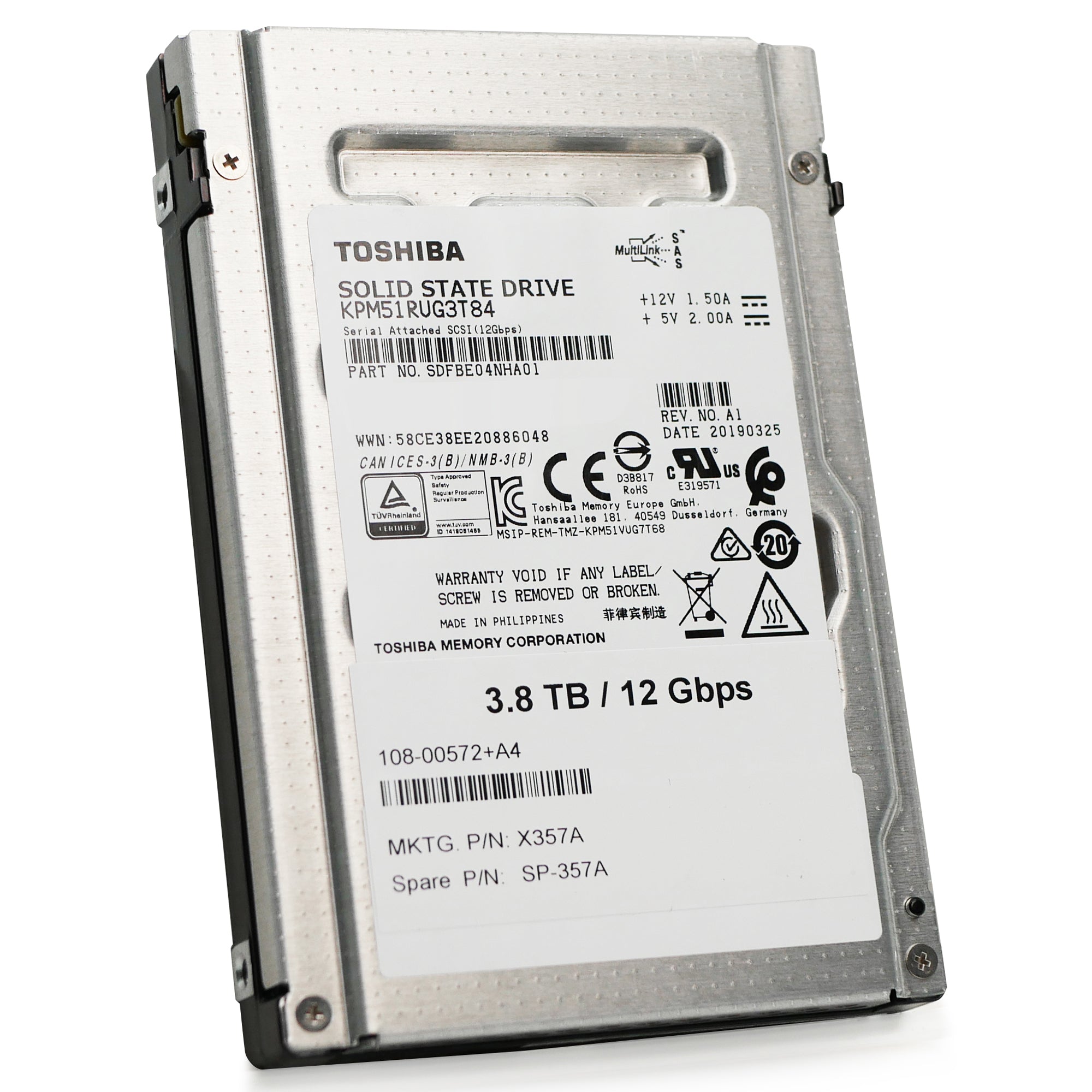 Toshiba KPM51RUG3T84 3.84TB SAS 12Gb/s 2.5" SSD