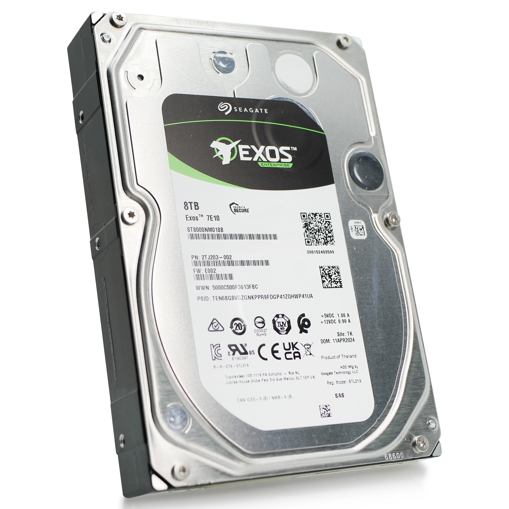 Seagate Exos 7E10 ST8000NM018B 8TB 7.2K RPM SAS 12Gb/s 512e 3.5in Refurbished HDD