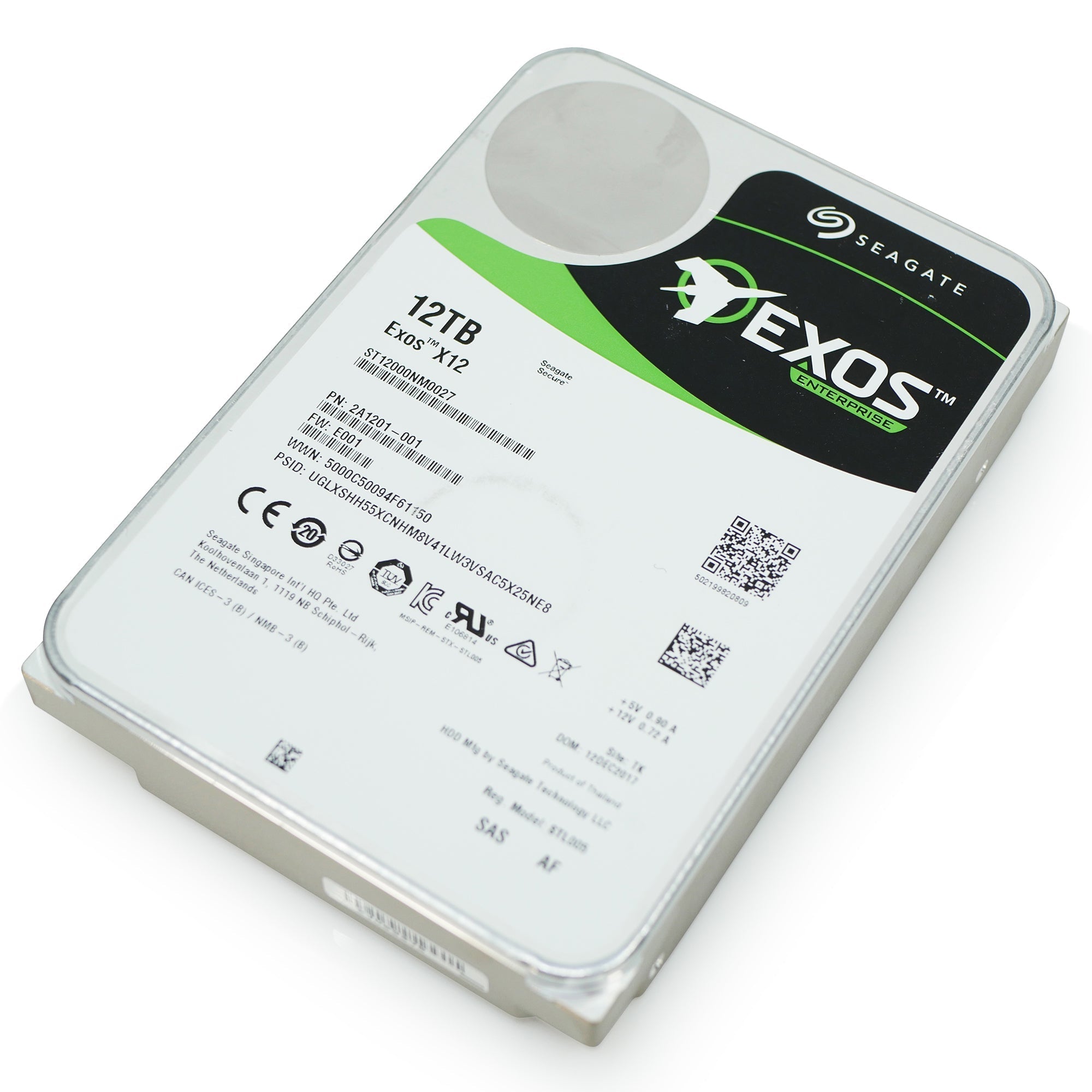 Seagate Exos X12 ST12000NM0027 12TB 7.2K RPM SAS 12Gb/s 512e/4Kn 256MB 3.5" FastFormat Hard Drive