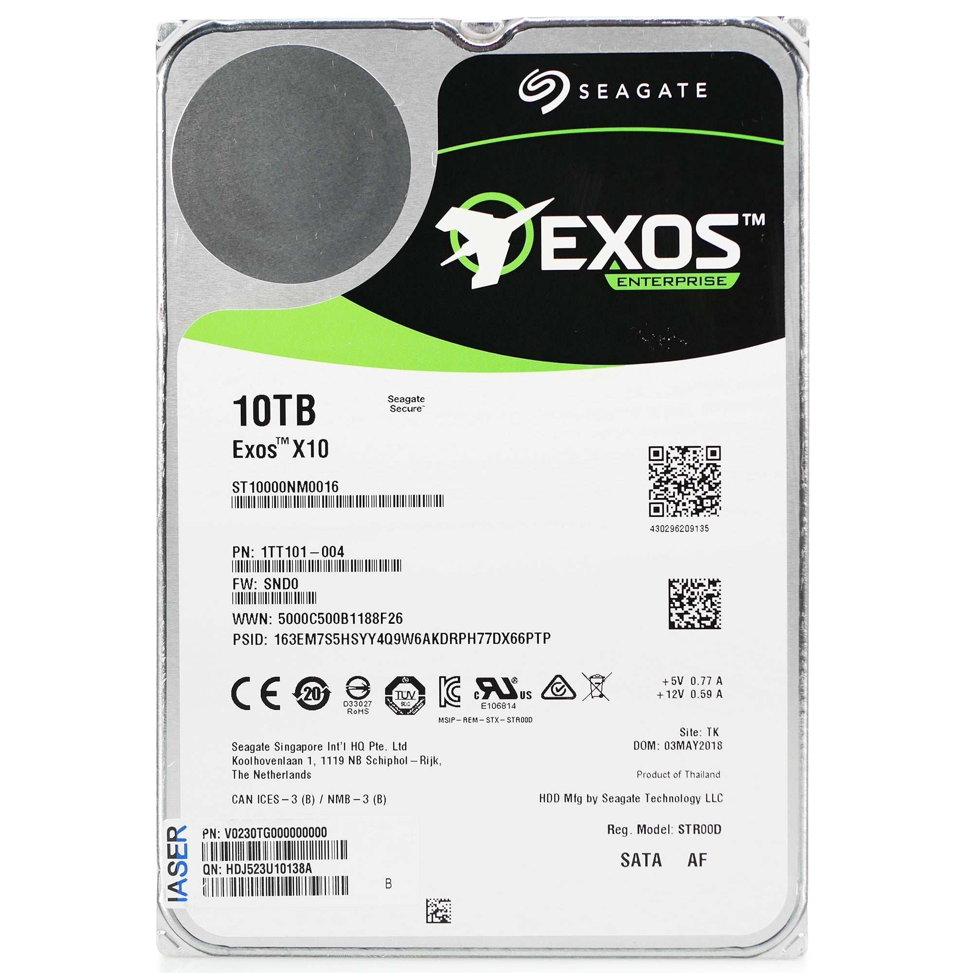 Seagate Exos X10 ST10000NM0016 10TB 7.2K RPM SATA 6Gb/s 512e 256MB 3.5" Refurbished HDD