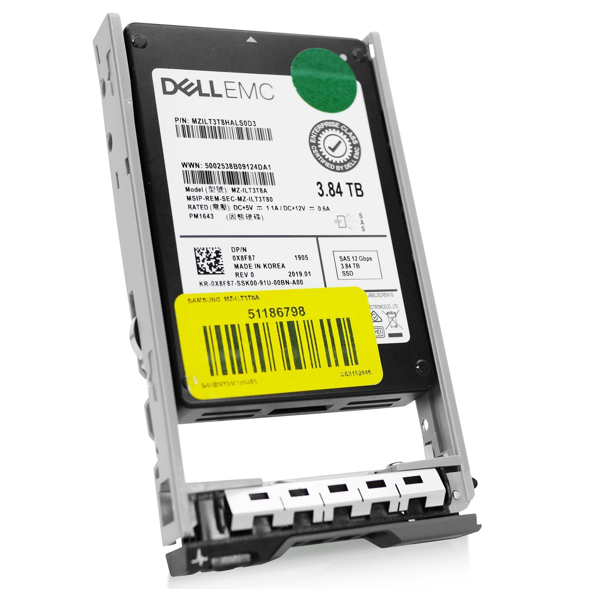 Dell G13 0X8F87 3.84TB 1 DWPD SAS 12Gb/s 3D TLC 2.5in Refurbished SSD