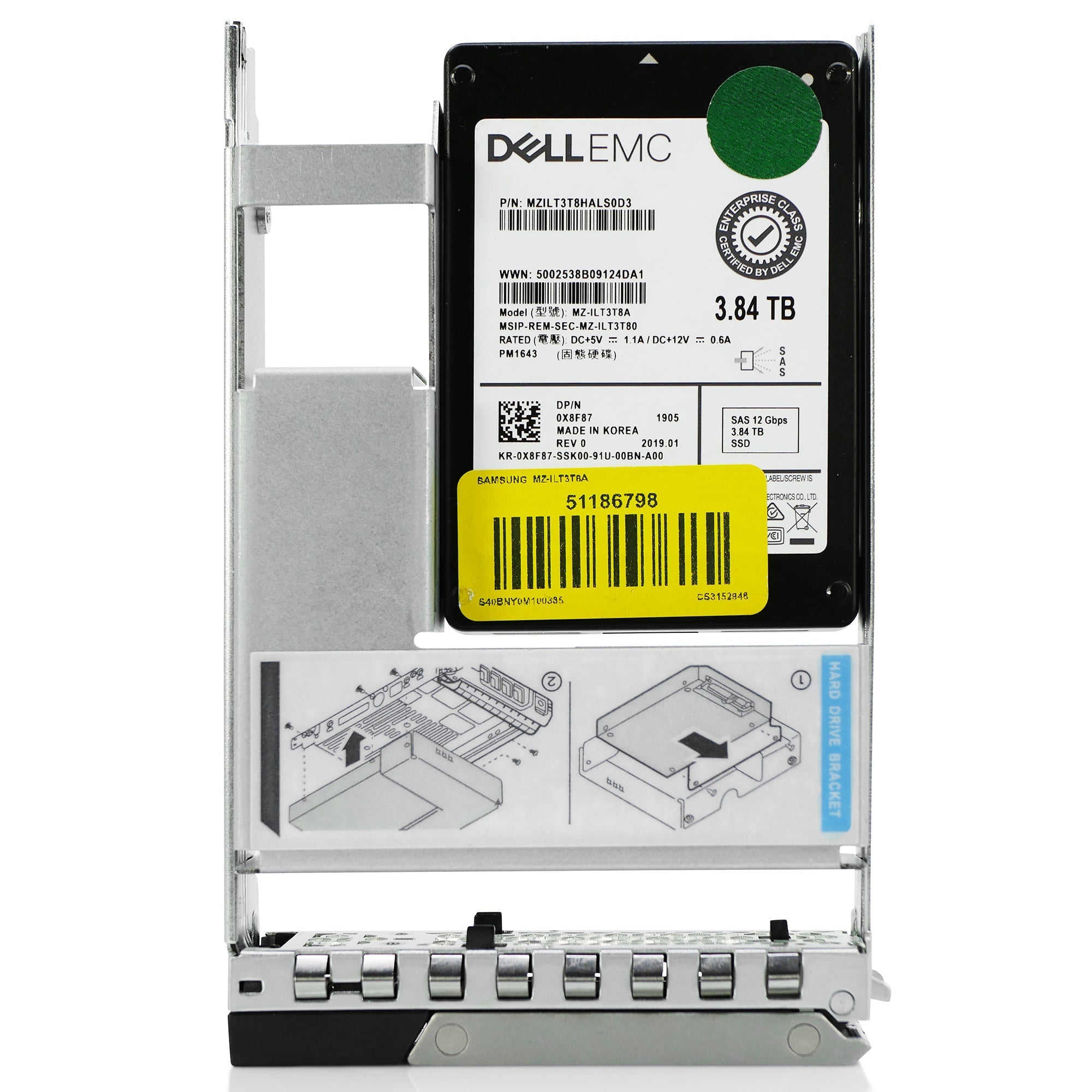 Dell G14 0X8F87 3.84TB 1 DWPD SAS 12Gb/s 3D TLC Hybrid 3.5in Refurbished SSD