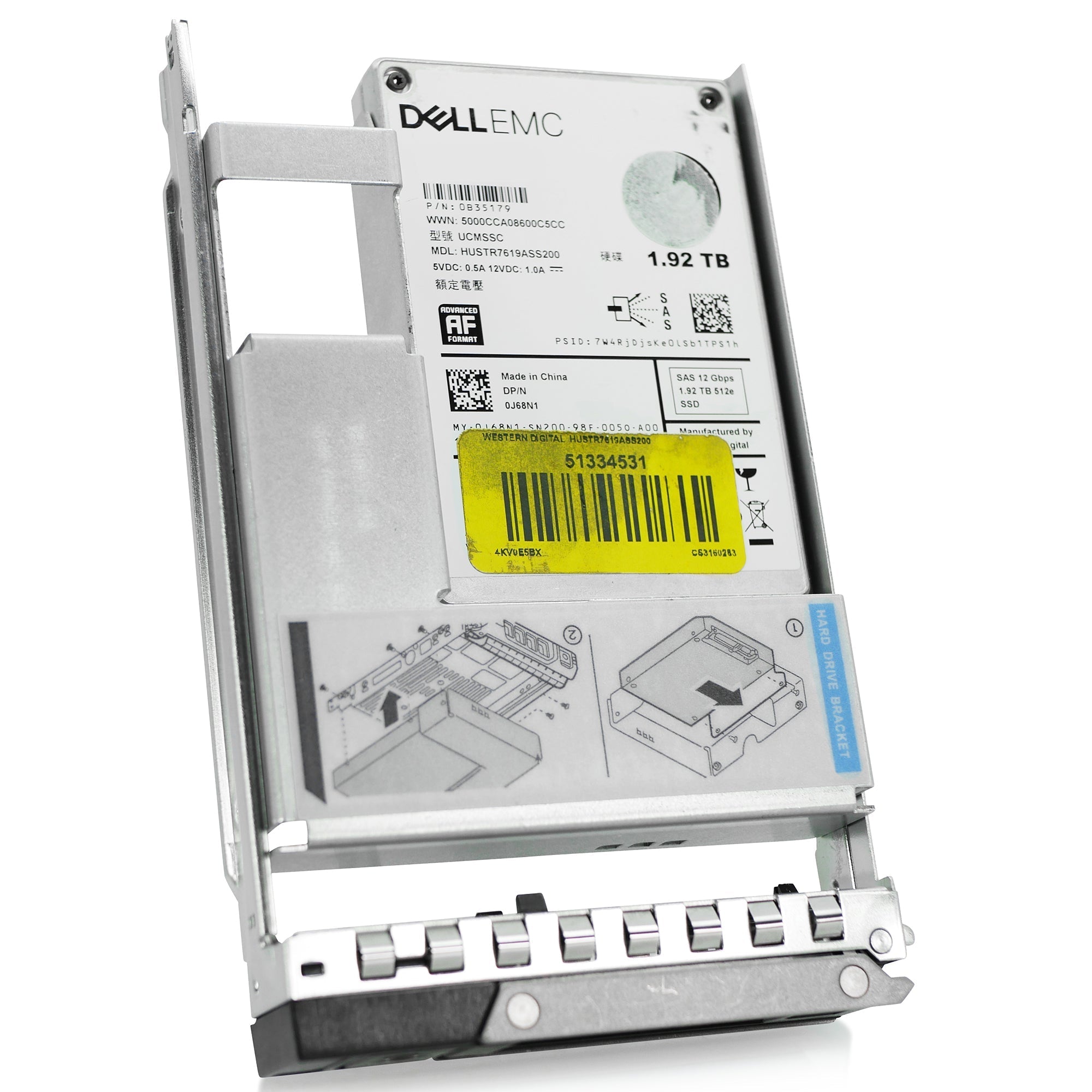 Dell G14 0J68N1 1.92TB 1 DWPD SAS 12Gb/s MLC Hybrid 3.5in Refurbished SSD