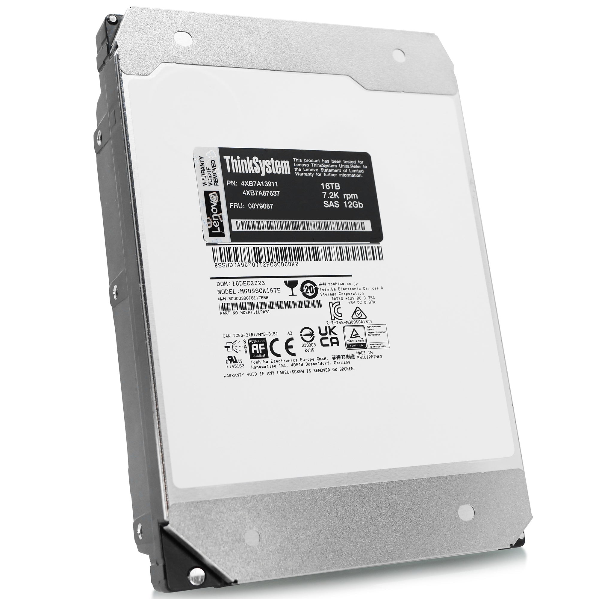 Toshiba/Lenovo MG09 MG09SCA16TE 16TB 7.2K RPM SAS 12Gb/s 512e 3.5in Hard Drive