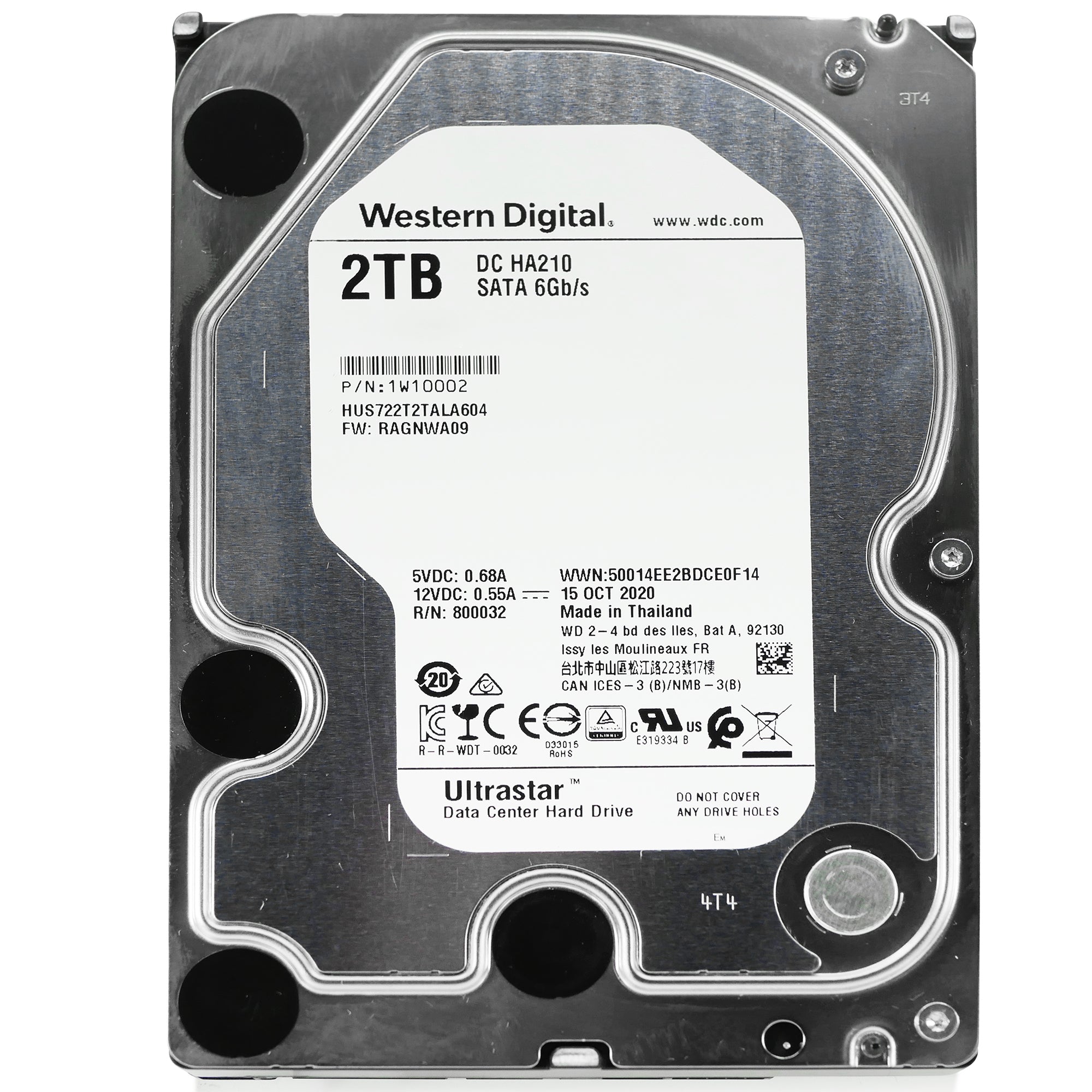 Western Digital Ultrastar DC HA210 HUS722T2TALA604 1W10025 2TB 7.2K RPM SATA 6Gb/s 512n 3.5in Refurbished HDD
