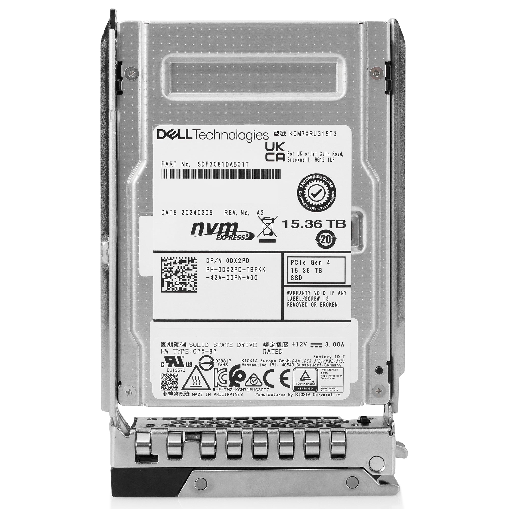 Dell G13 0DX2PD 15.36TB 1 DWPD PCIe Gen 4.0 x4 8GB/s Mixed Use U.2 NVMe 3D TLC 2.5in Solid State Drive