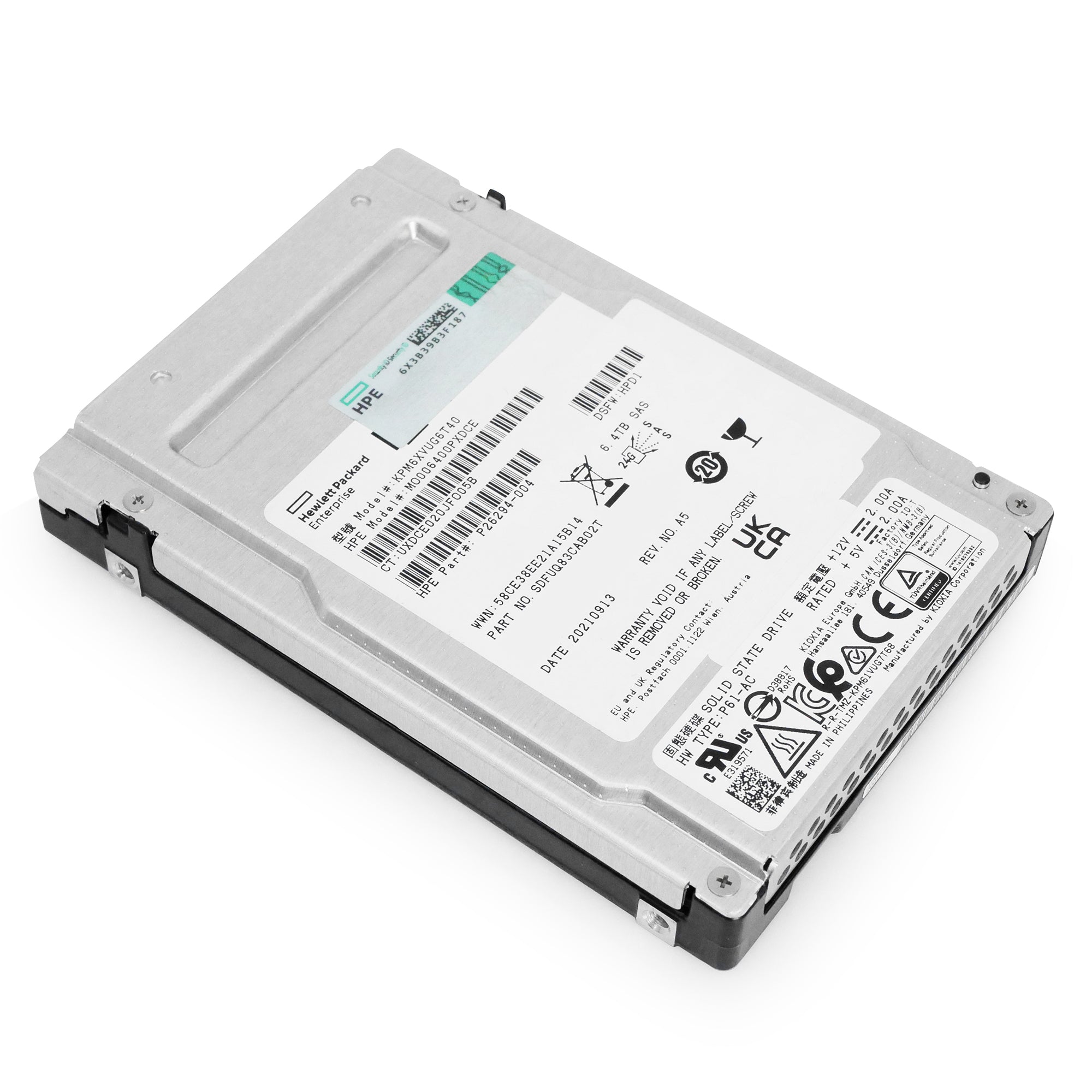 HP/Kioxia PM6-V KPM6XVUG6T40 6.4TB 3 DWPD SAS-4 24Gb/s 3D TLC 2.5in Refurbished SSD