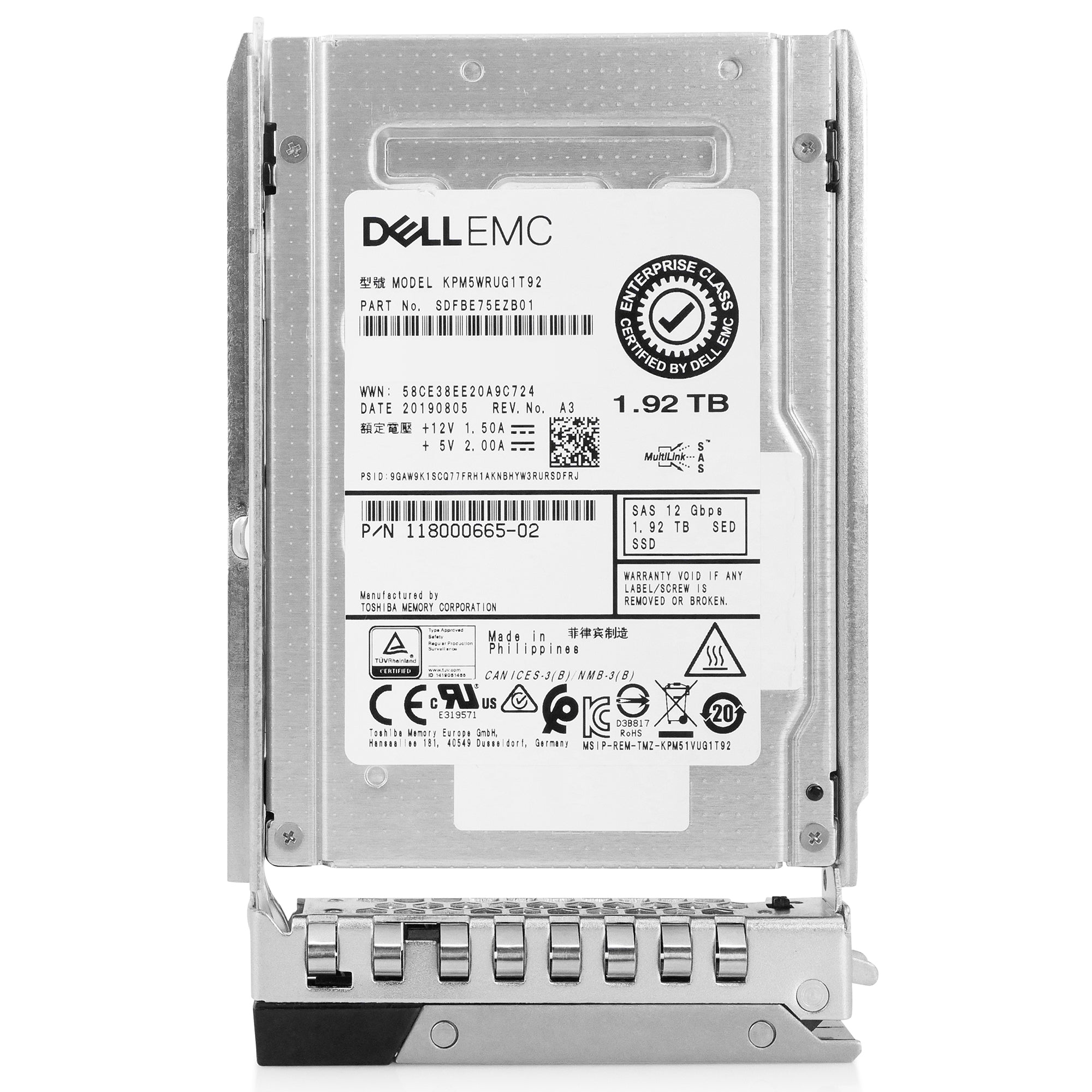 Dell G14 118000665-02 1.92TB 1 DWPD SAS 12Gb/s 3D TLC 2.5in Recertified Solid State Drive