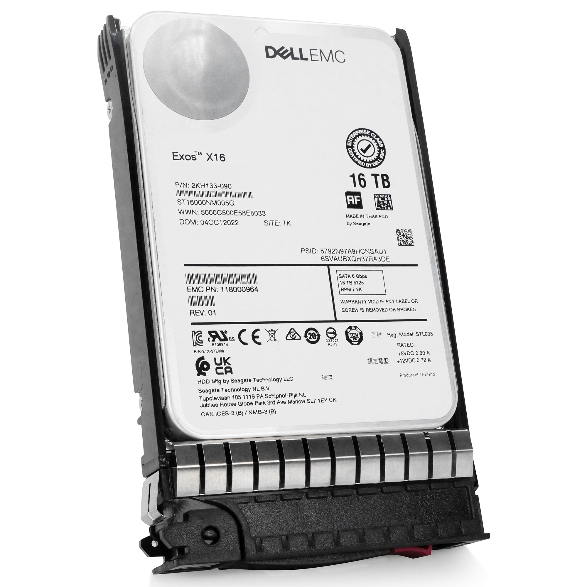 Seagate/Dell G14 ST16000NM005G 039XRY 16TB 7.2K RPM SATA 6Gb/s 4Kn CMR 3.5in Refurbished HDD