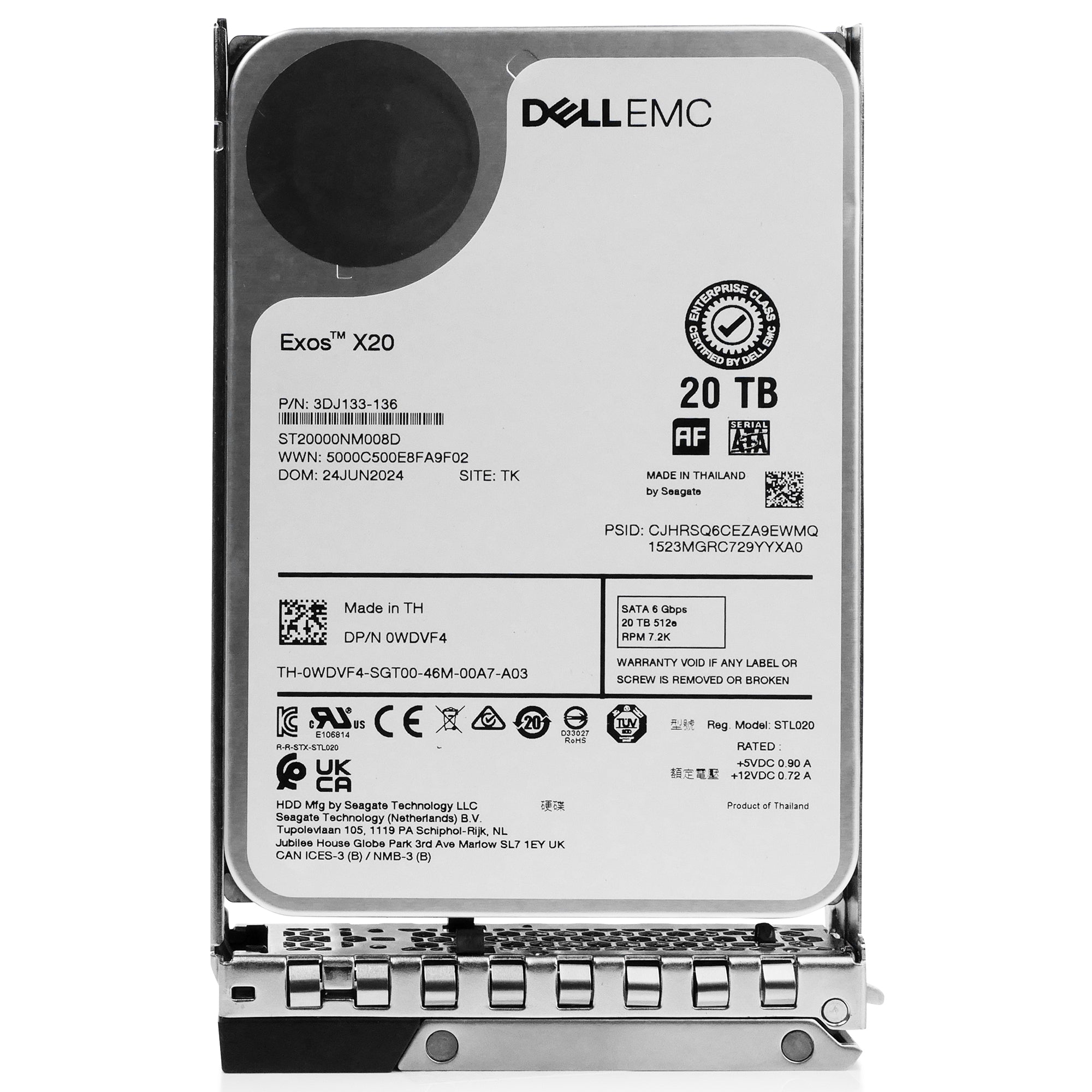 Dell G14 96XN5 20TB 7.2K RPM SATA 6Gb/s 512e 3.5in Hard Drive
