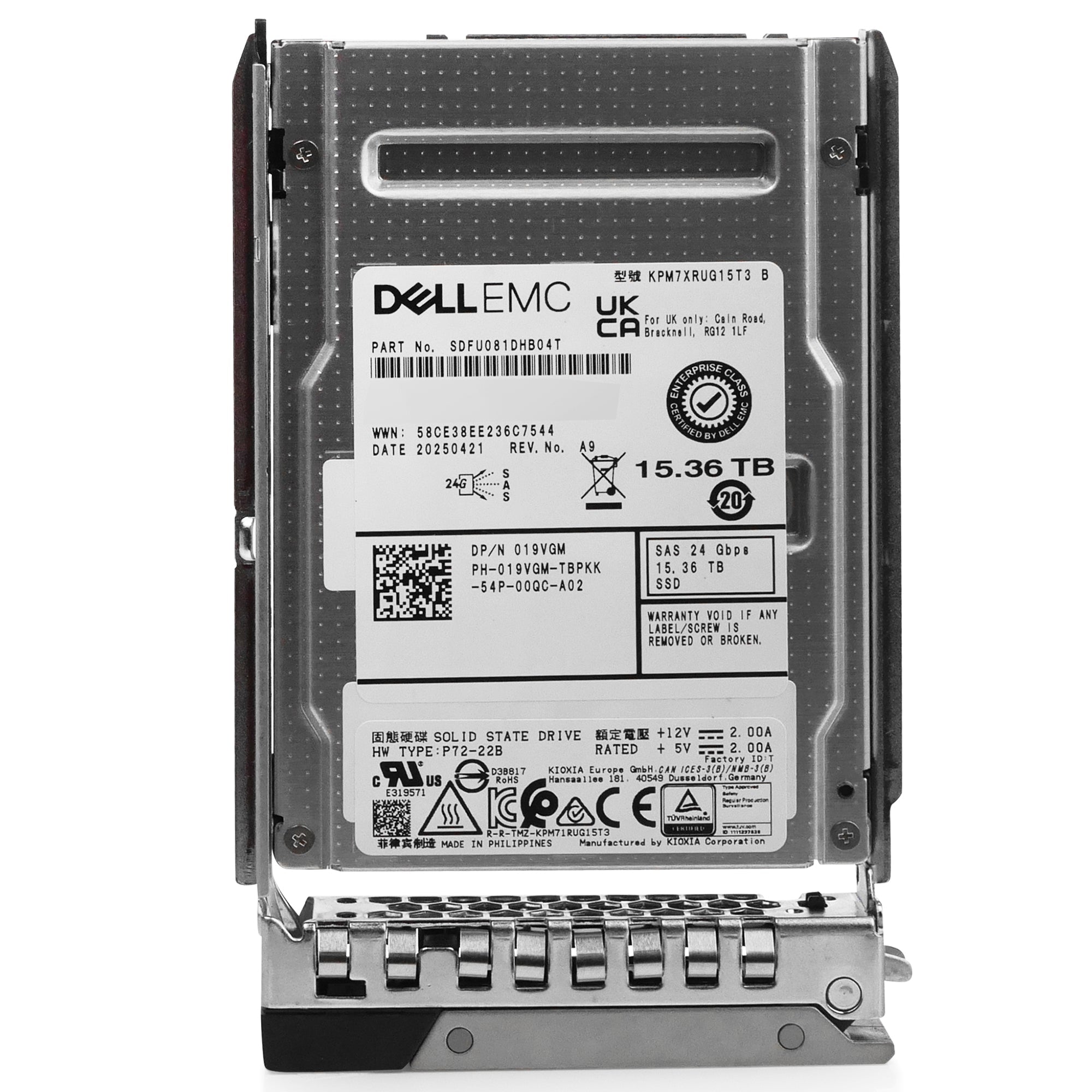 Dell G14 YH3XF 15.36TB 1 DWPD SAS-4 24Gb/s Read Intensive 3D TLC 2.5in Solid State Drive