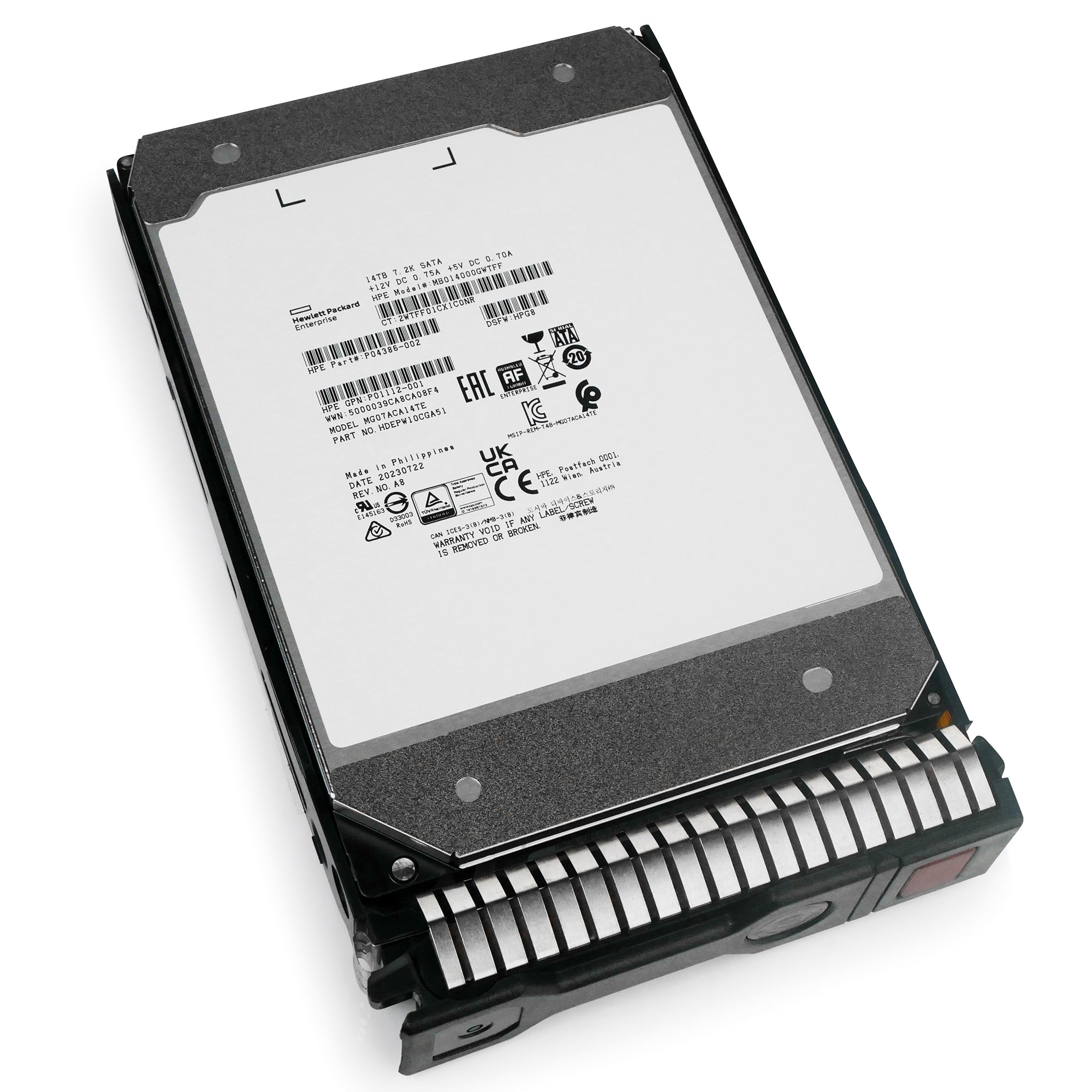 HP Generation 8 MB014000GWTFF P04386-002 14TB 7.2K RPM SATA 6Gb/s 512e 3.5in Refurbished Power Disable HDD