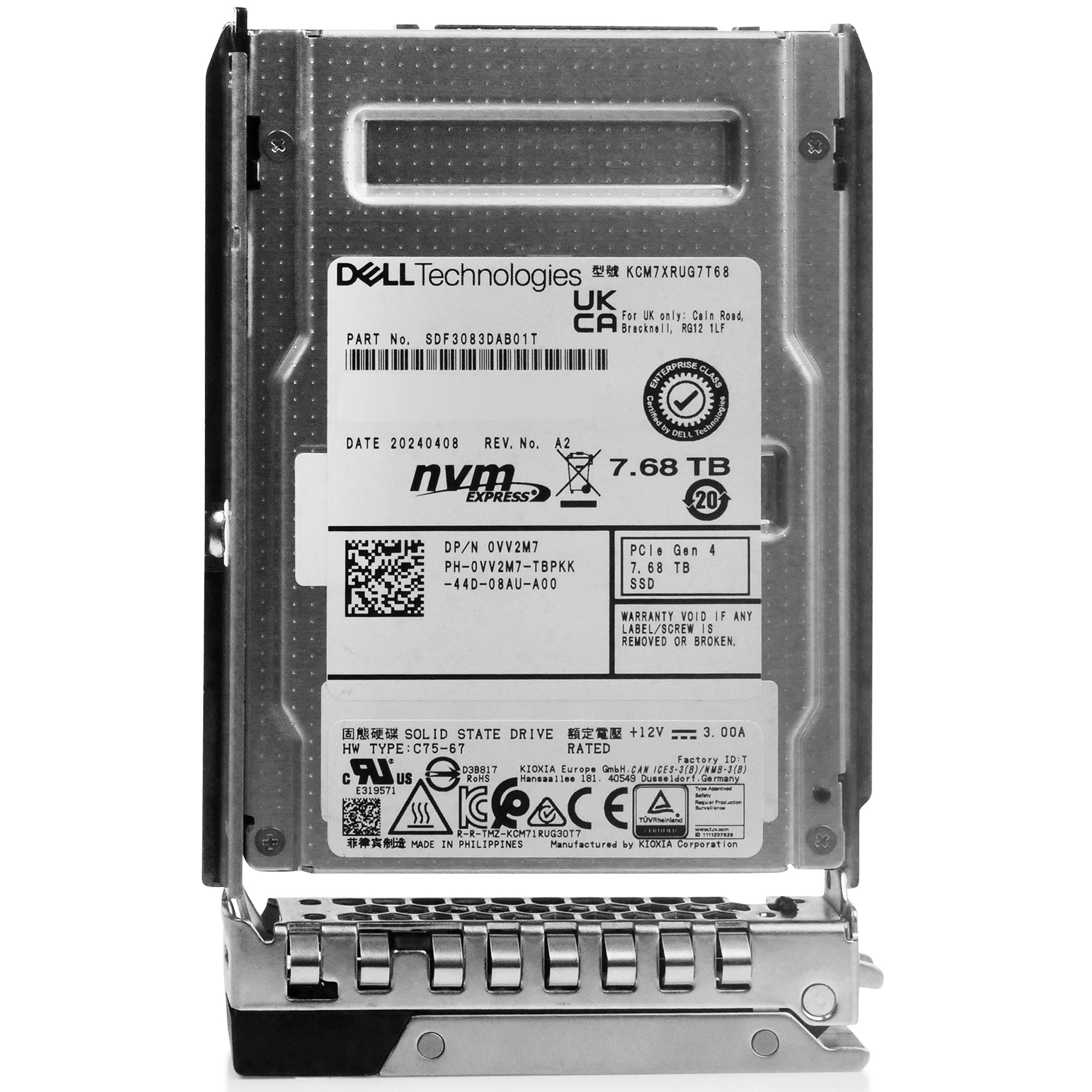 Dell G14 0VV2M7 7.68TB 1 DWPD PCIe Gen 4.0 x4 8GB/s 3D TLC U.2 NVMe 2.5in Solid State Drive