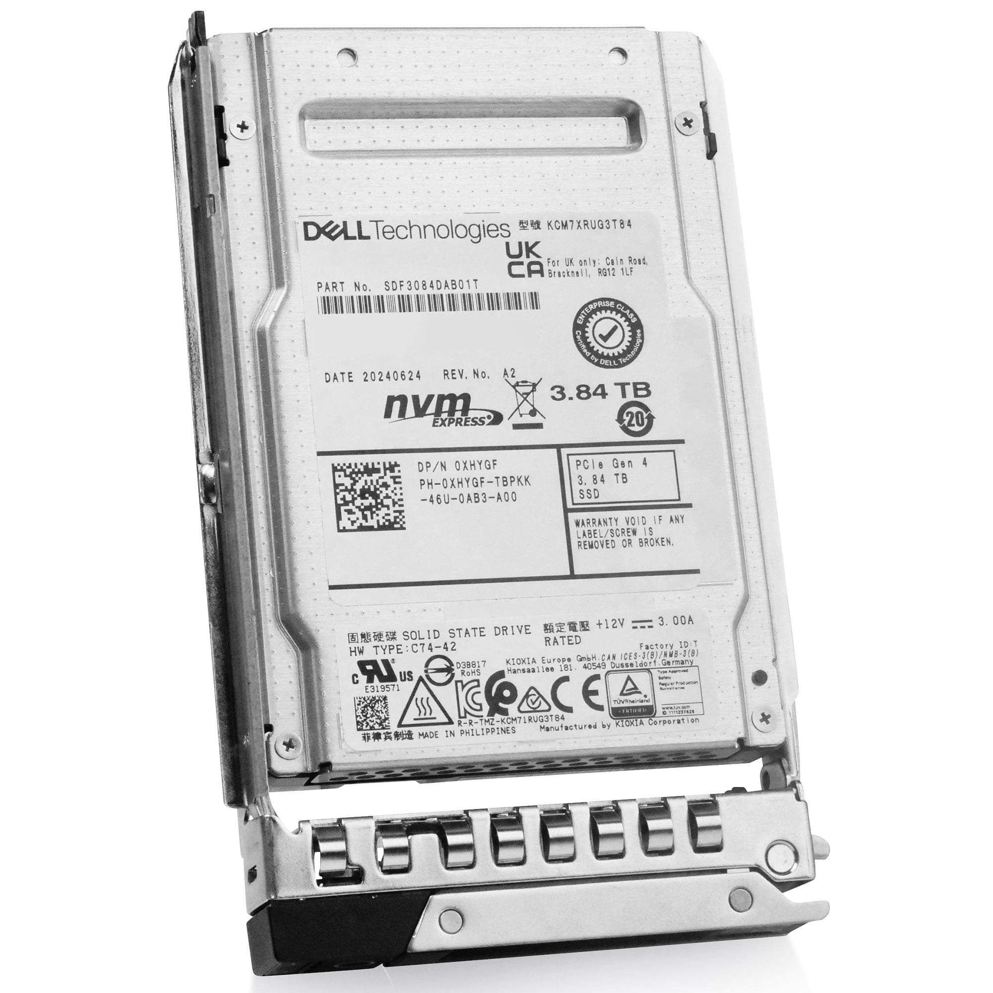 Dell G14 021RRY 3.84TB 1 DWPD PCIe Gen 4.0 x4 8GB/s Read-Intensive 3D TLC U.2 NVMe 2.5in Solid State Drive