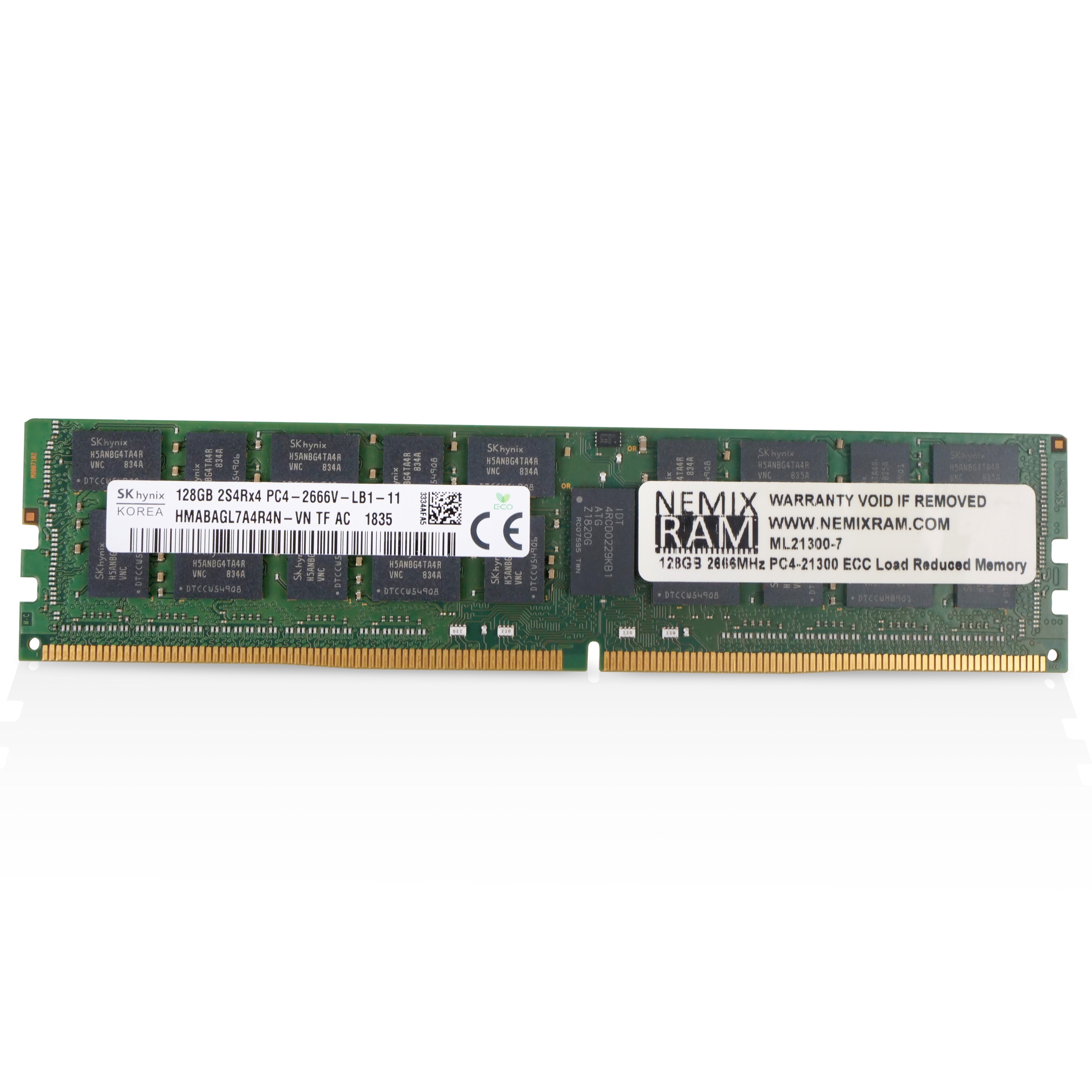 SK Hynix/NEMIX HMABAGL7A4R4N-VN 128GB DDR4 2666MHz LRDIMM ECC Server RAM (PC4-21300) Seller Refurbished
