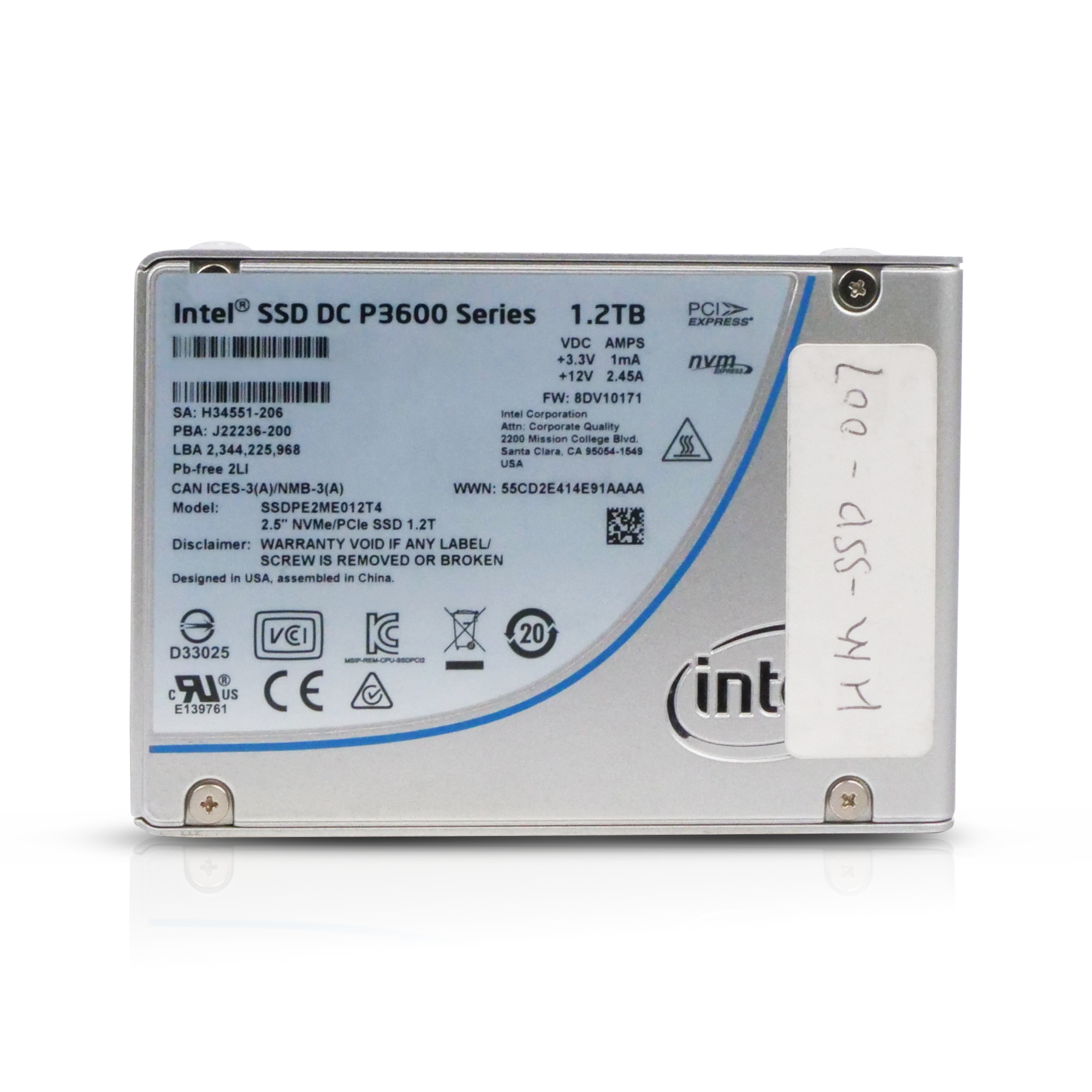 Intel DC P3600 SSDPE2ME012T4 1.2TB 3 DWPD PCIe Gen 3.0 x4 NVME U.2 2.5in Refurbished SSD