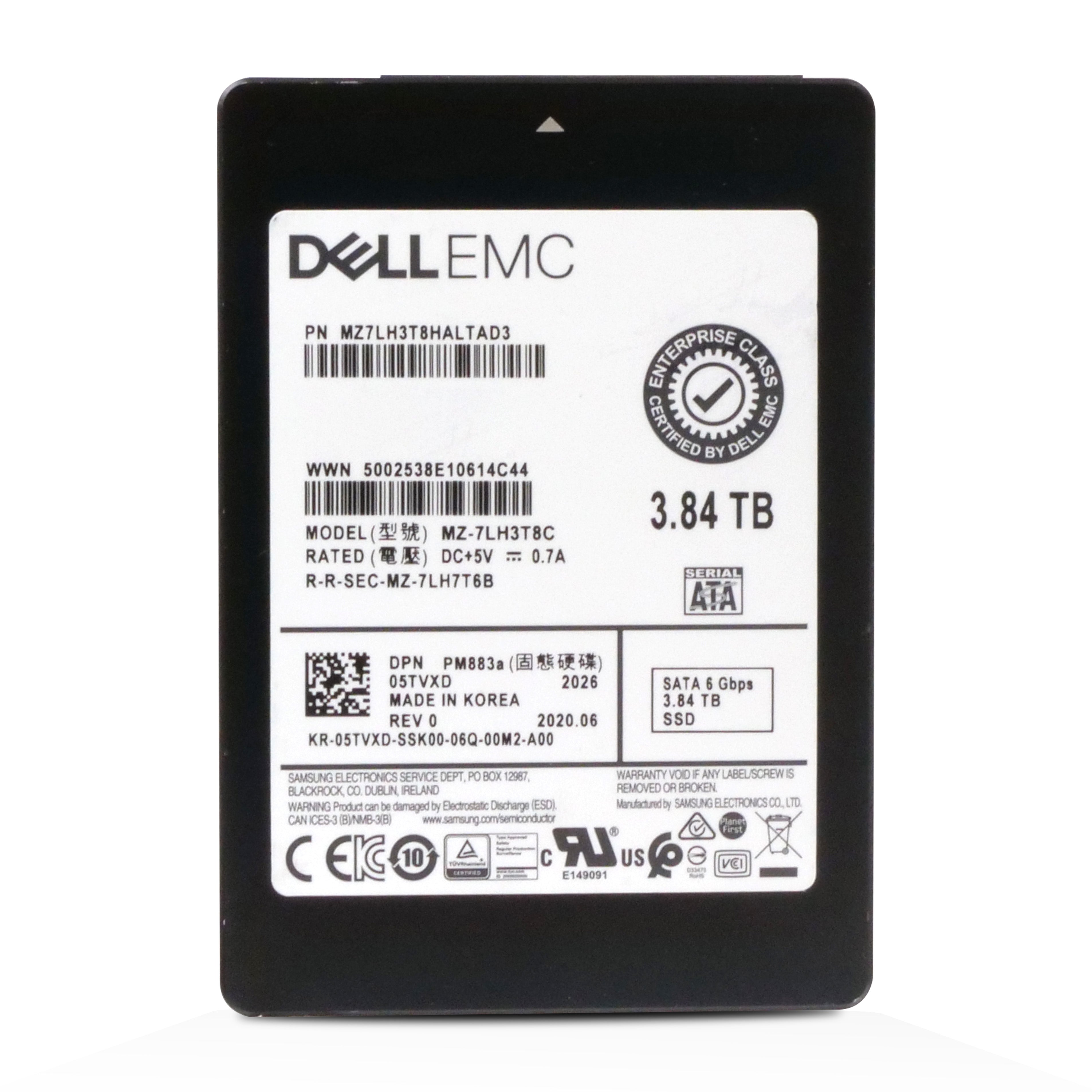Dell/Samsung PM883a MZ7LH3T8HALTAD3 3.84TB 1 DWPD SATA 6Gb/s 3D TLC 2.5in Refurbished SSD