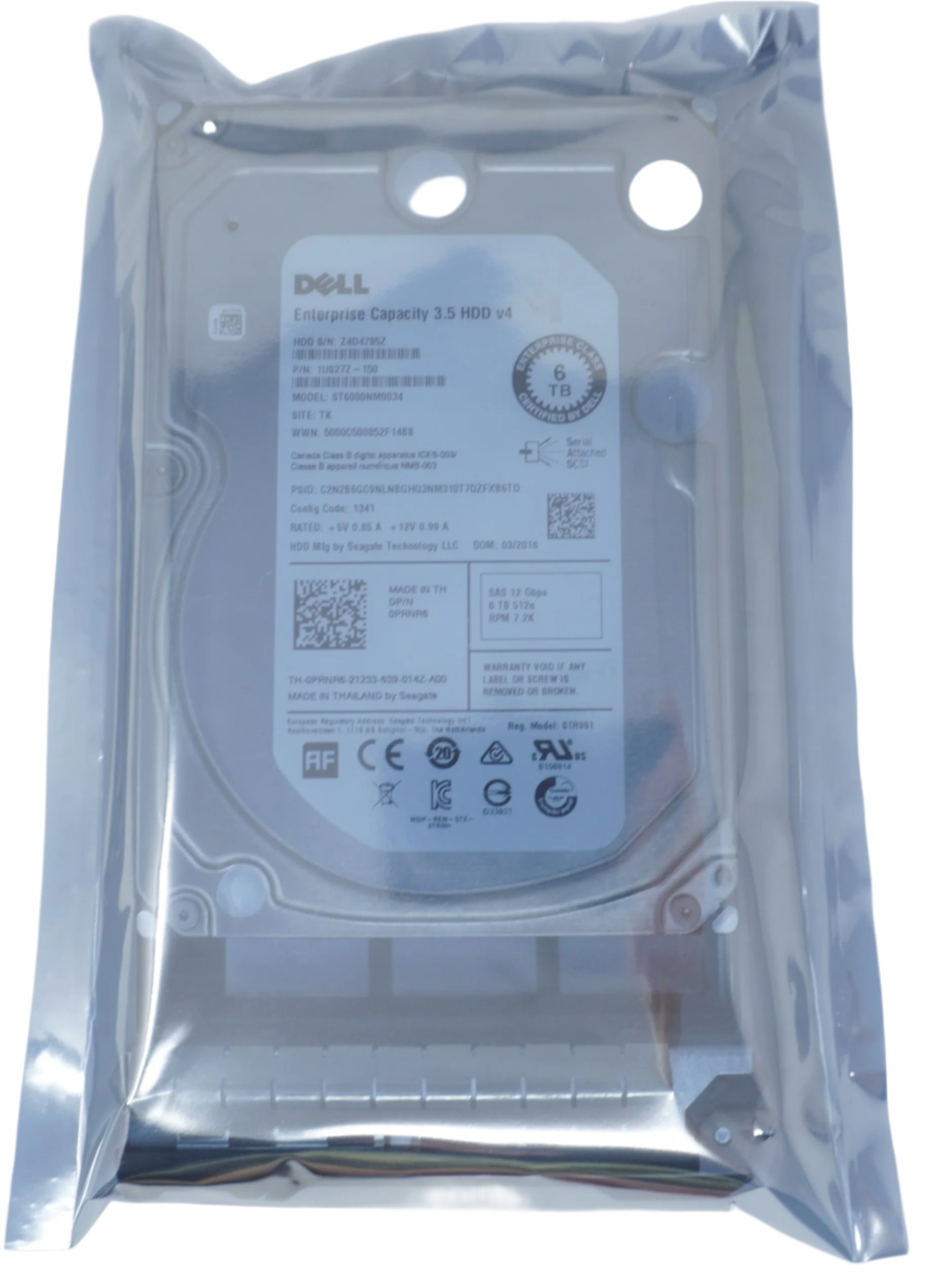Dell 6TB SAS 7.2k 3.5" 12G 512e Hard Drive PRNR6
