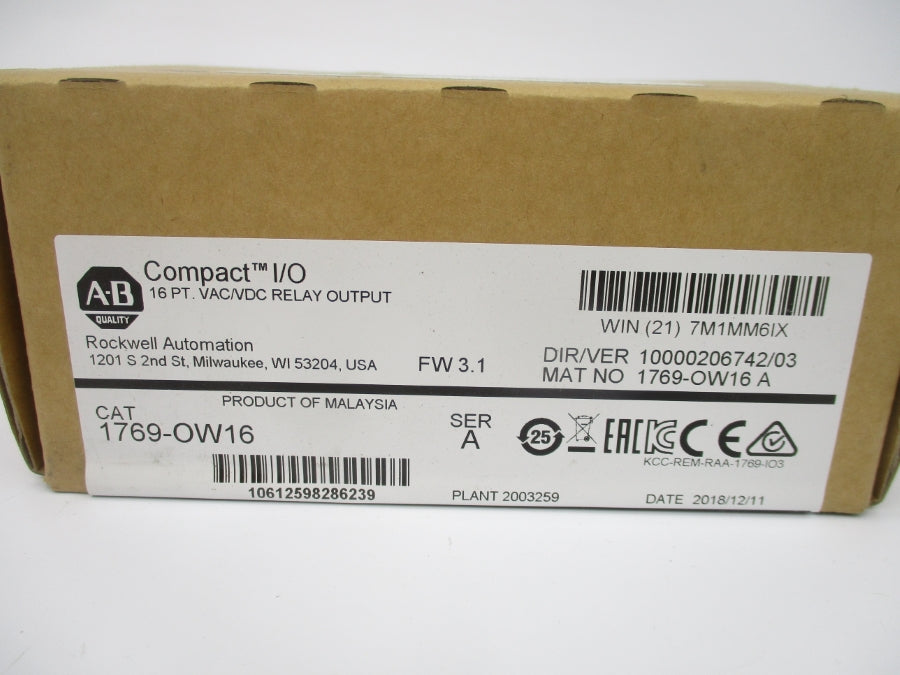 ALLEN BRADLEY 1769-OW16 SER. A F/W 3.1 DATE: 2018 NSFS