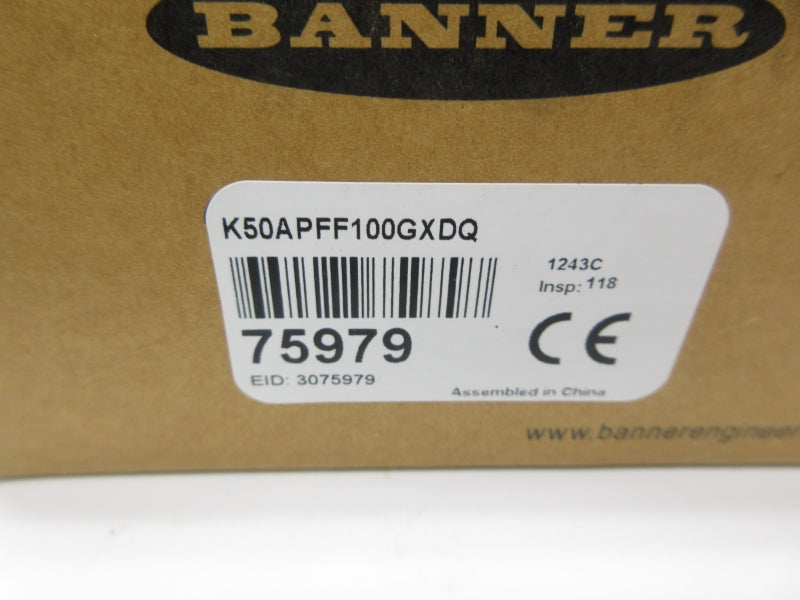 BANNER ENGINEERING K50APFF100GXDQ 75979 12-30VDC NSMP