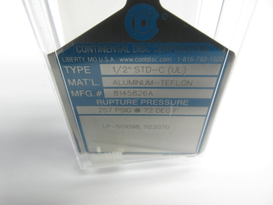 CONTINENTAL DISC STD-C 8145826A 257PSI 1/2" NSMP