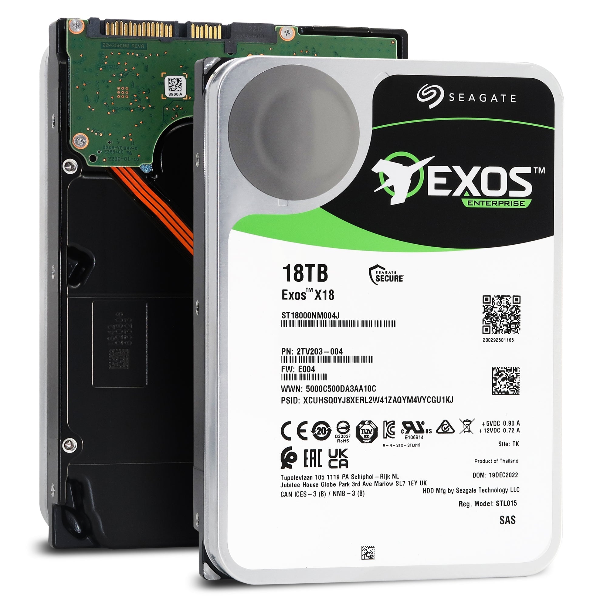 Seagate Exos X18 ST18000NM004J 18TB 7.2K RPM SAS 12Gb/s 3.5in Hard Drive
