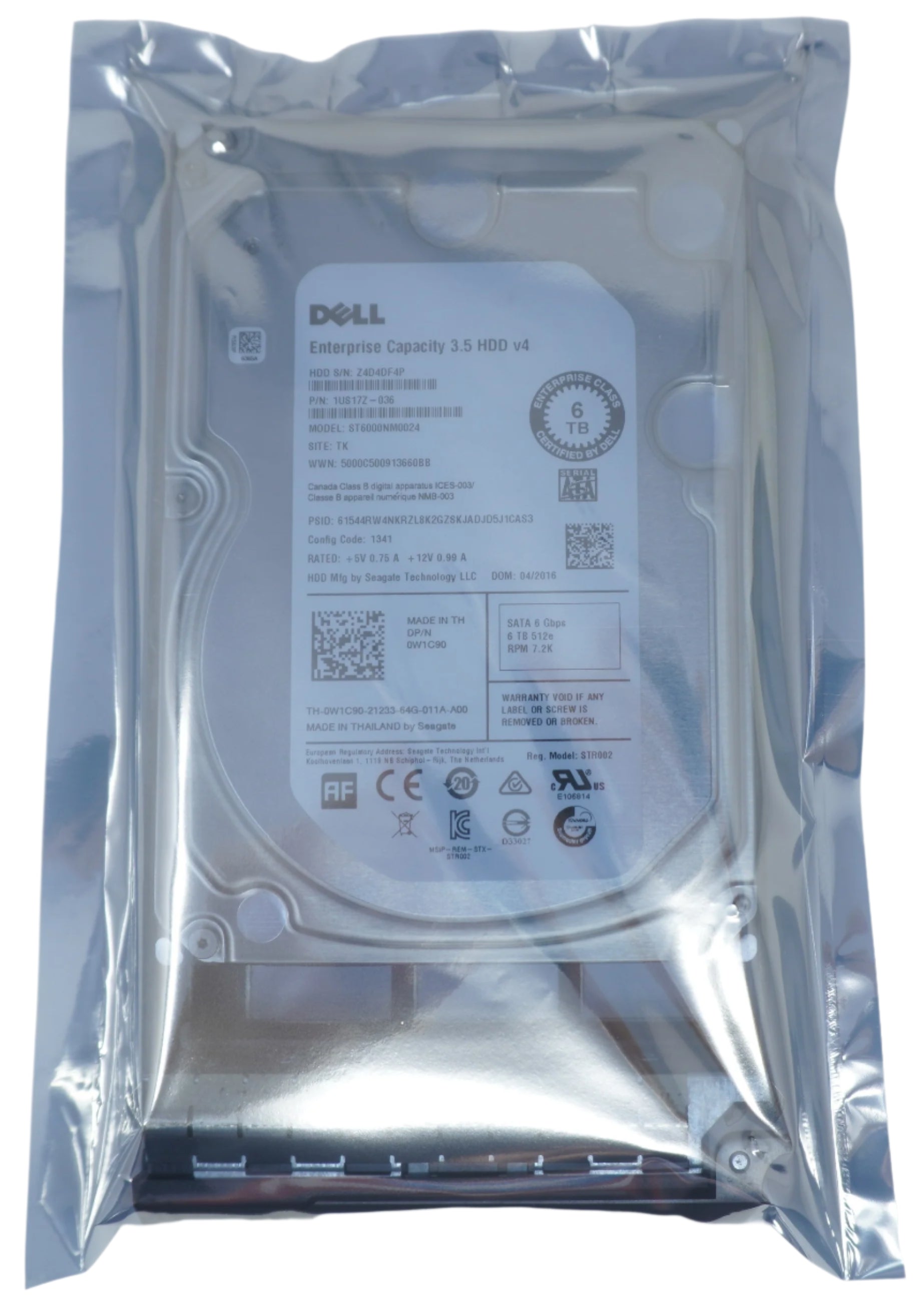 ST6000NM0024 Dell Seagate 6TB 7.2K SATA 6G 3.5 Hard Drive 0W1C90