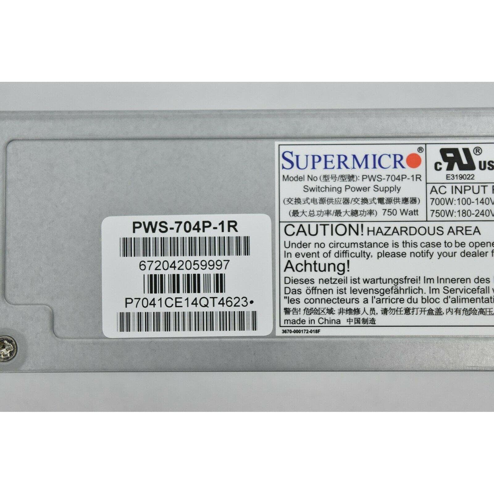 Supermicro PWS-704P-1R 750 Watt Server Power Supply 672042059997-FoxTI