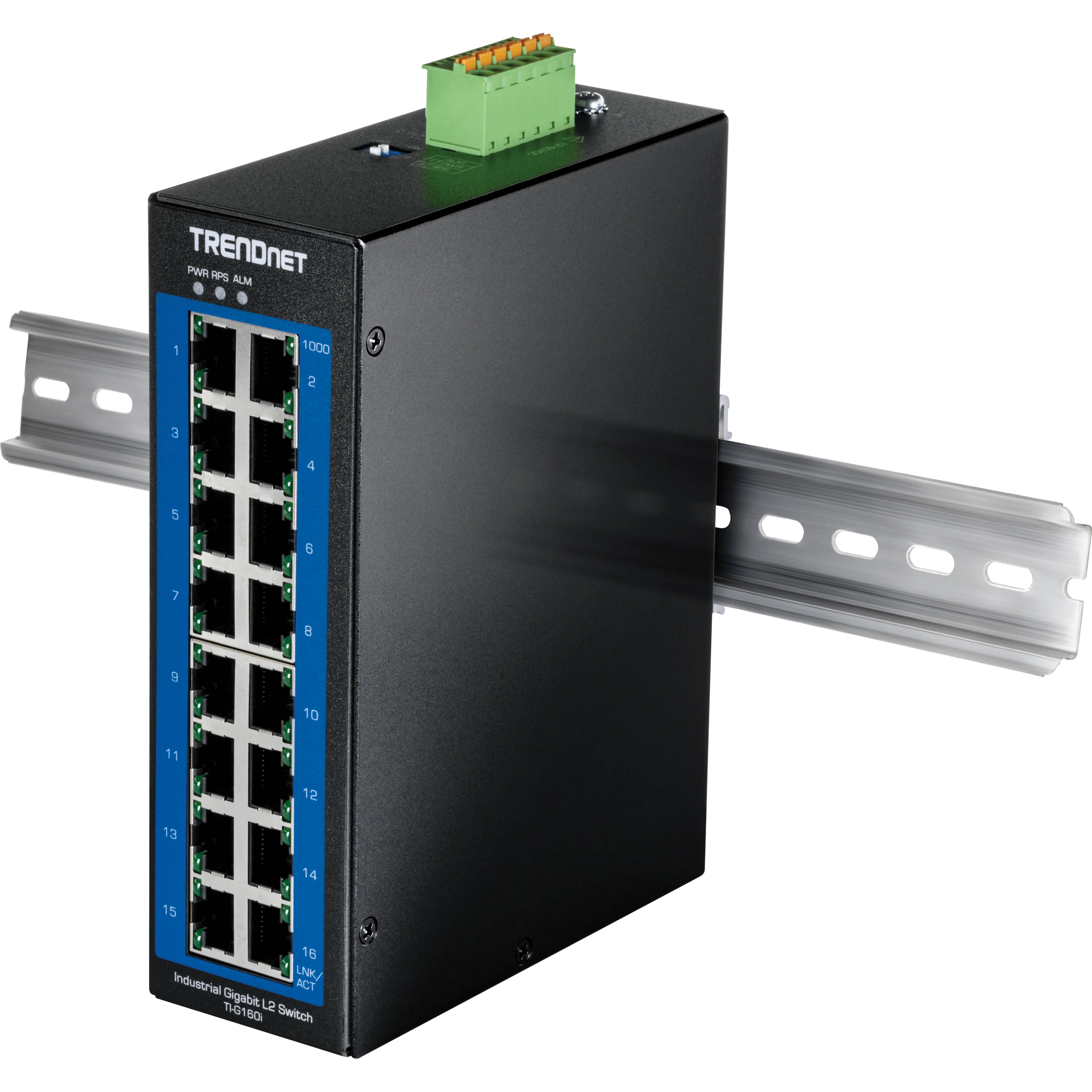 TRENDnet TI-G160i 16-Port Industrial Gigabit L2 Managed DIN-Rail Switch