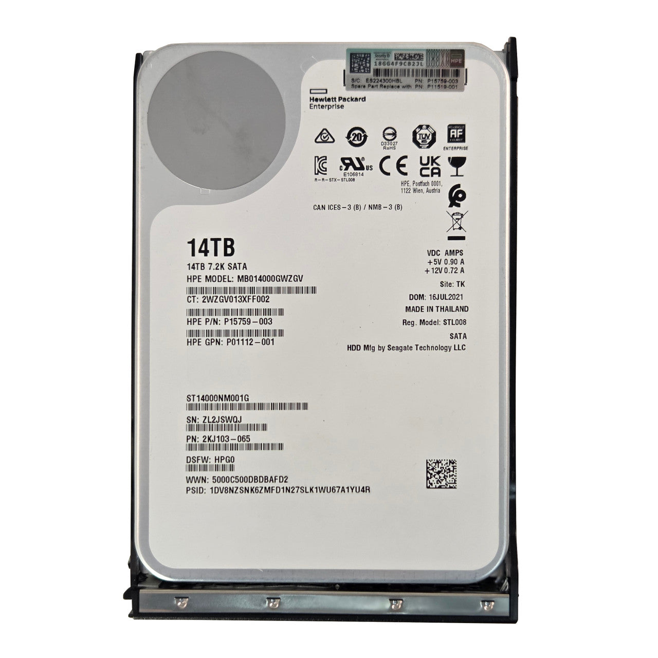 HPE P09165-B21 14TB SATA HDD - Top View | Alo Tech Solutions
