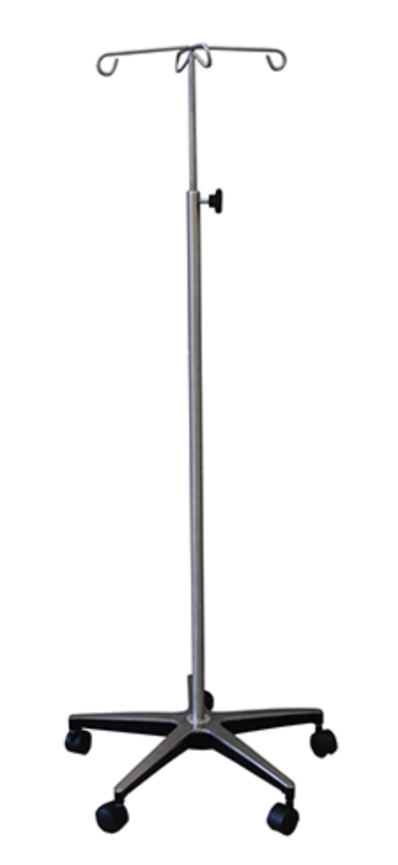 5-Leg Stainless Steel IV Pole. 4 Hooks
