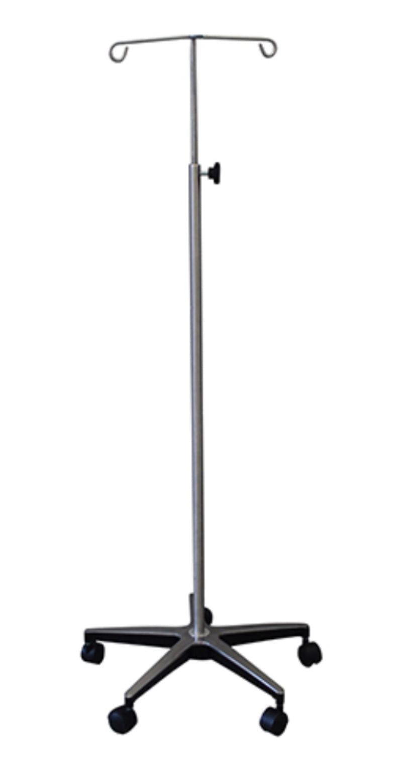 5-Leg Stainless Steel IV Pole. 2 Hooks