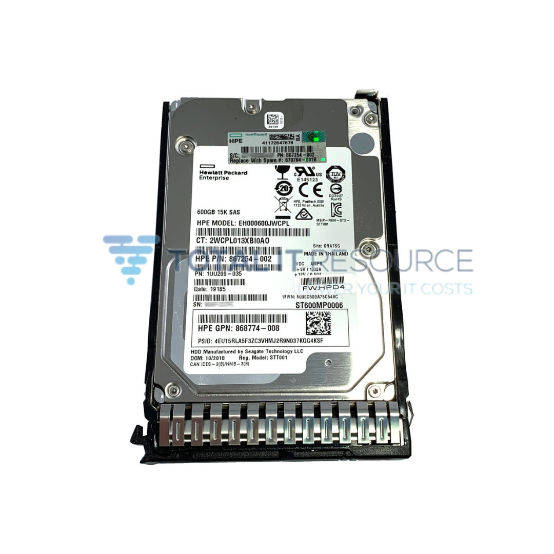 870757-B21 HPE 600GB SAS 12G Enterprise 15K SFF (2.5in SC Digitally Signed Firmware HDD