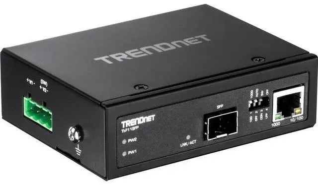 Alt view image 6 of 9 - TRENDnet Hardened Industrial 100/1000 Base-T To SFP Media Converter, DIN-Rail And Wall Mount Hardware Included, Multi Or Single Mode Fiber, Power Supply Sold Separately, Black, TI-F11SFP
