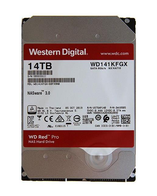 WD141KFGX-68FH9N0 Western Digital Red Pro 14TB 7200RPM SATA 6Gbps 512MB Cache (RoHS) 3.5-Inch NAS Hard Drive